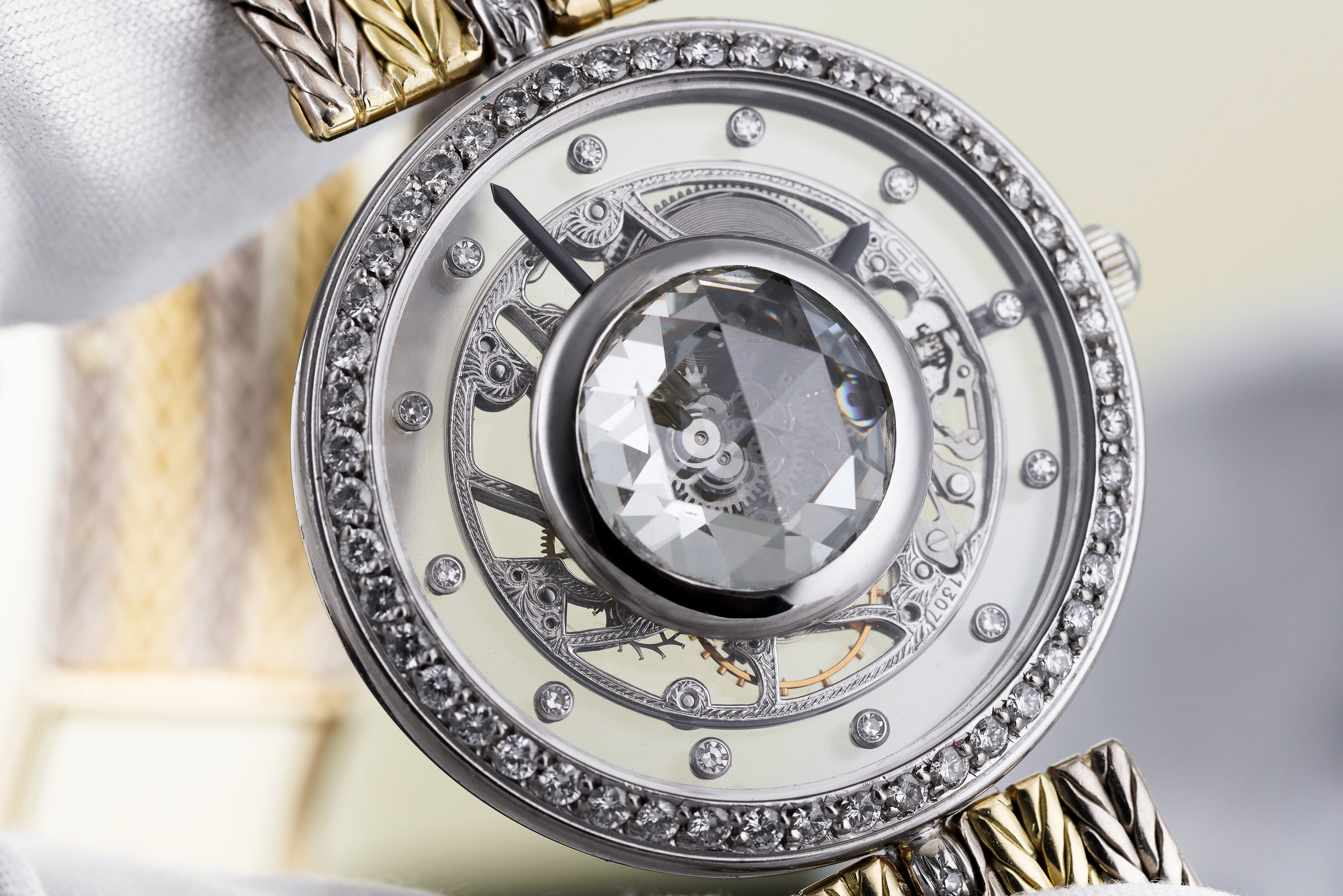 Gerald Genta Skeleton & Diamond Wristwatch | REF. G2297 | 18k White & Yellow Gold | Manual Wind | 32mm | 1990's