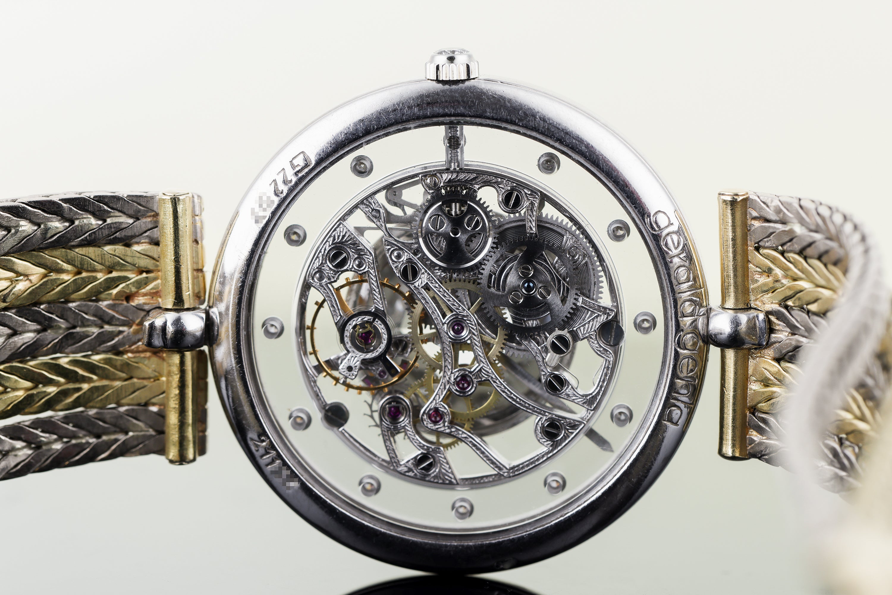 Gerald Genta Skeleton & Diamond Wristwatch | REF. G2297 | 18k White & Yellow Gold | Manual Wind | 32mm | 1990's