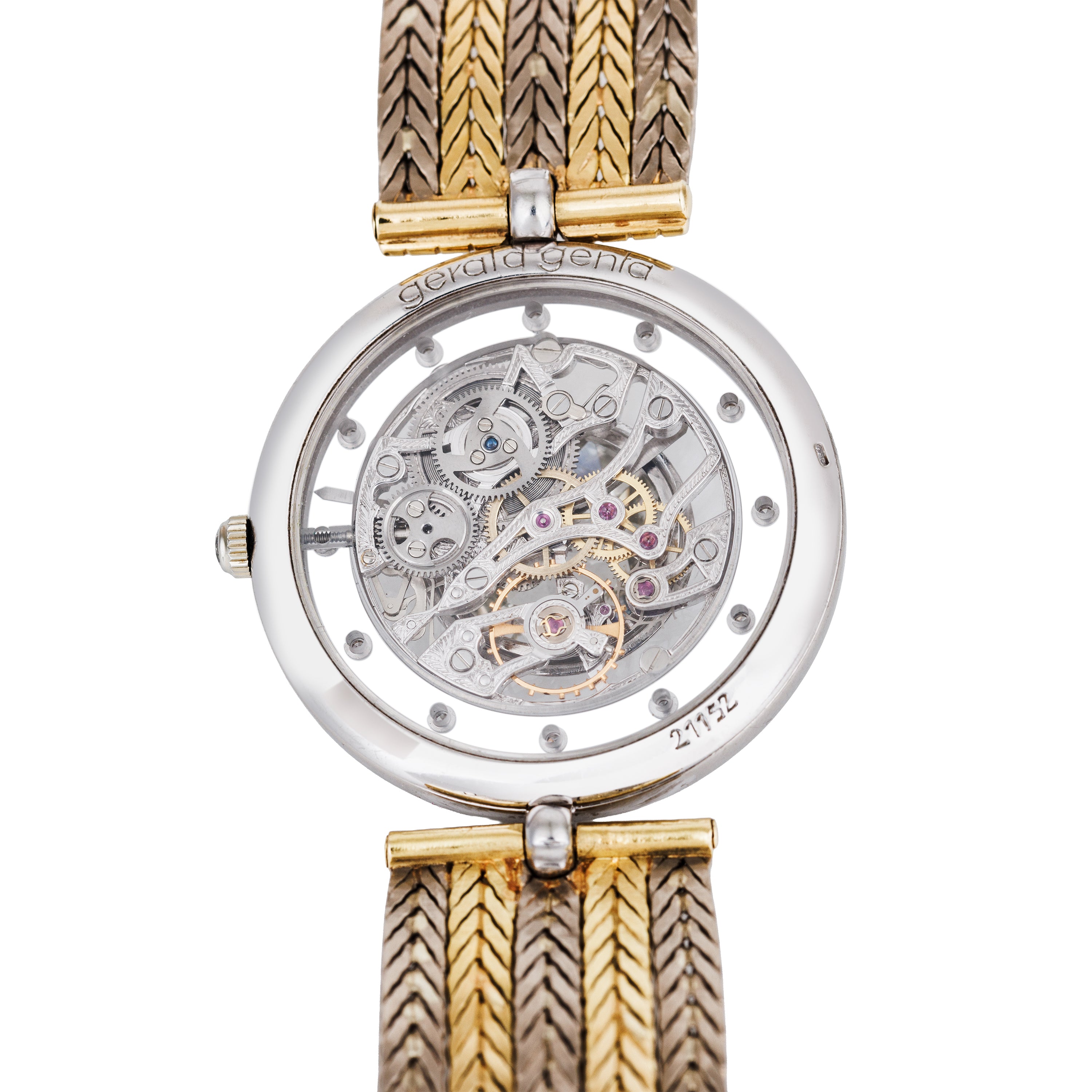 Gerald Genta Skeleton & Diamond Wristwatch | REF. G2297 | 18k White & Yellow Gold | Manual Wind | 32mm | 1990's