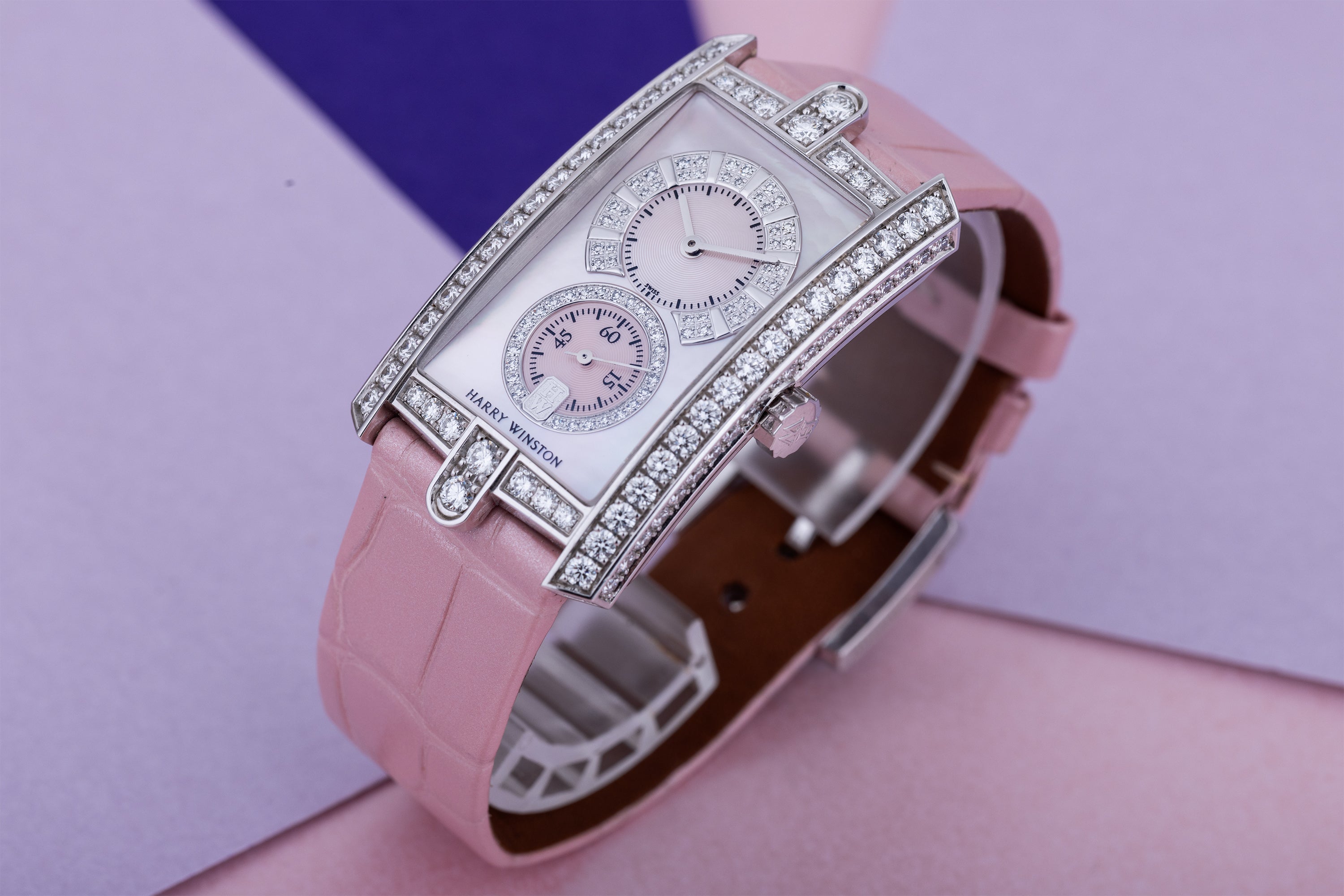 Harry Winston Avenue C | REF. 330/UMW | Mother of Pearl dial | Diamond Bezel & Centre Rings | 18k White Gold | Box & Papers