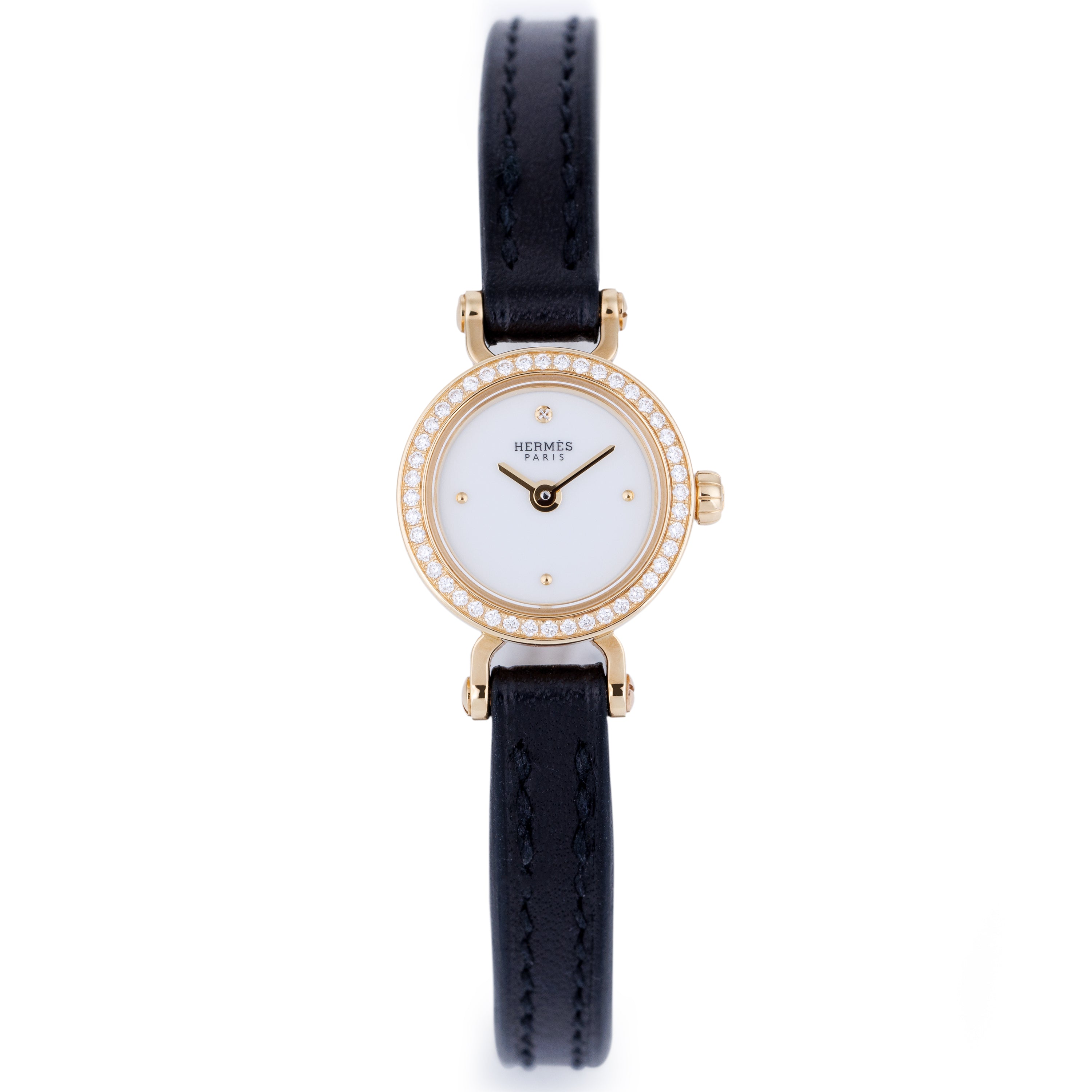 Hermes Ladies Watch | Faubourg Mini | REF. FG1.186 | 18k Yellow Gold | 15.5mm | Diamond Bezel | Box & Papers | 2023