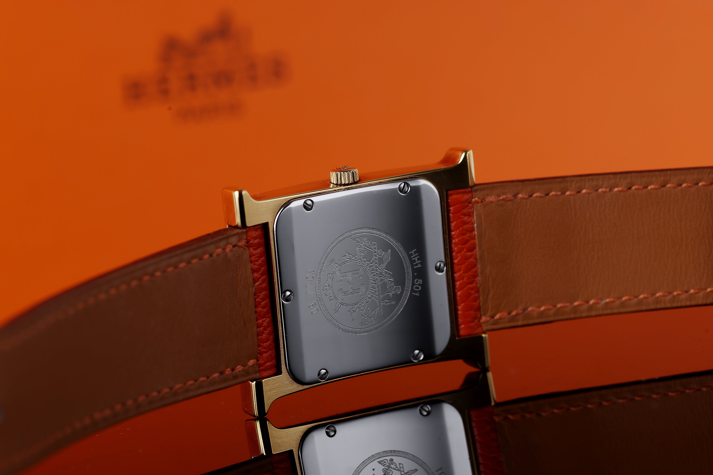 Hermes Heure H | REF. HH1.501 | Orange Dial | Gold Plated | 26mm | Box & Papers | 2005