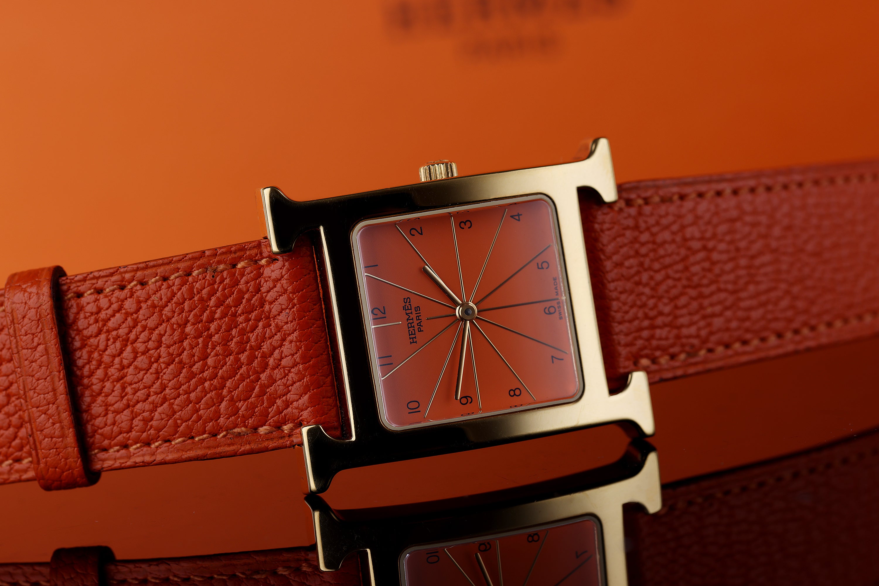 Hermes Heure H | REF. HH1.501 | Orange Dial | Gold Plated | 26mm | Box & Papers | 2005