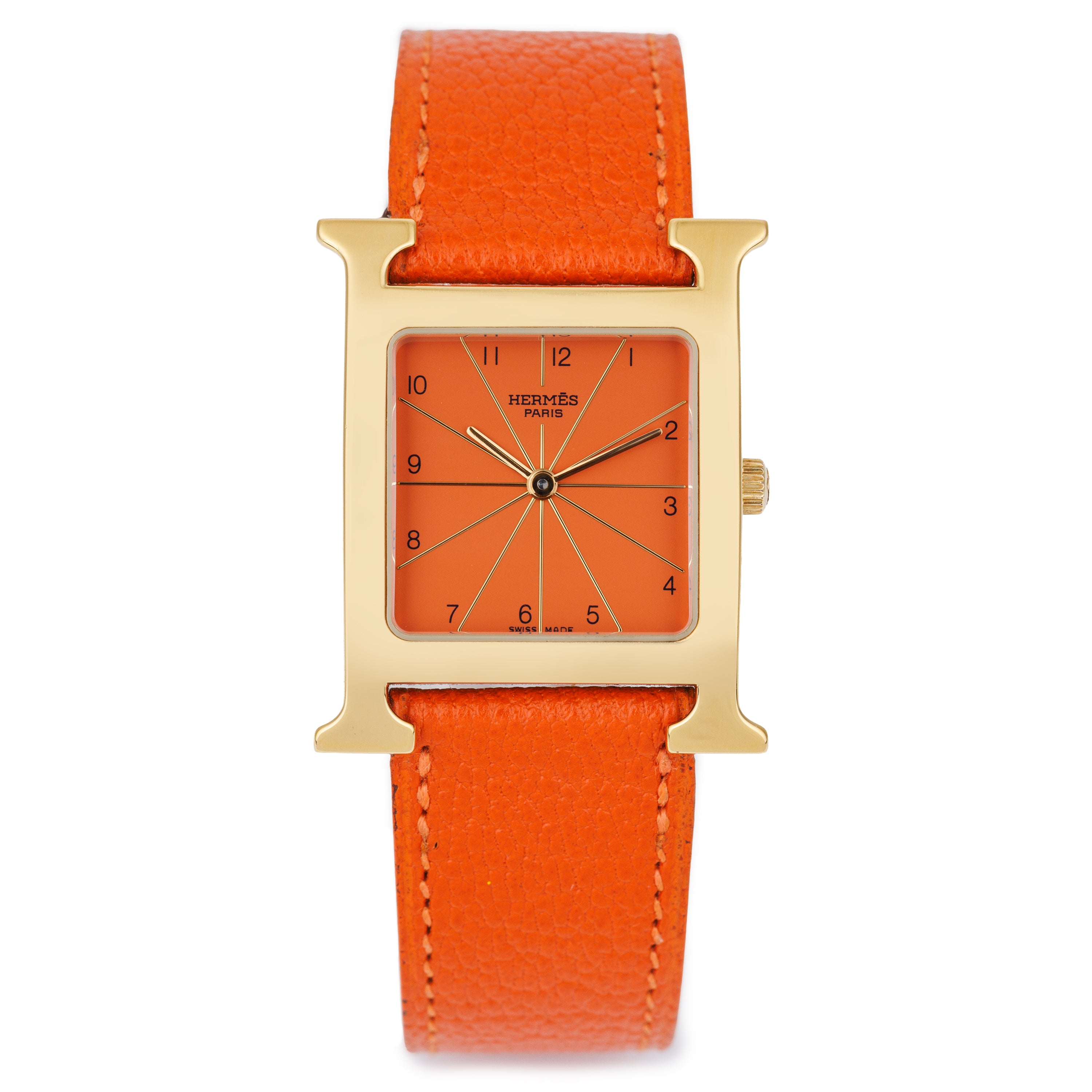 Hermes Heure H | REF. HH1.501 | Orange Dial | Gold Plated | 26mm | Box & Papers | 2005