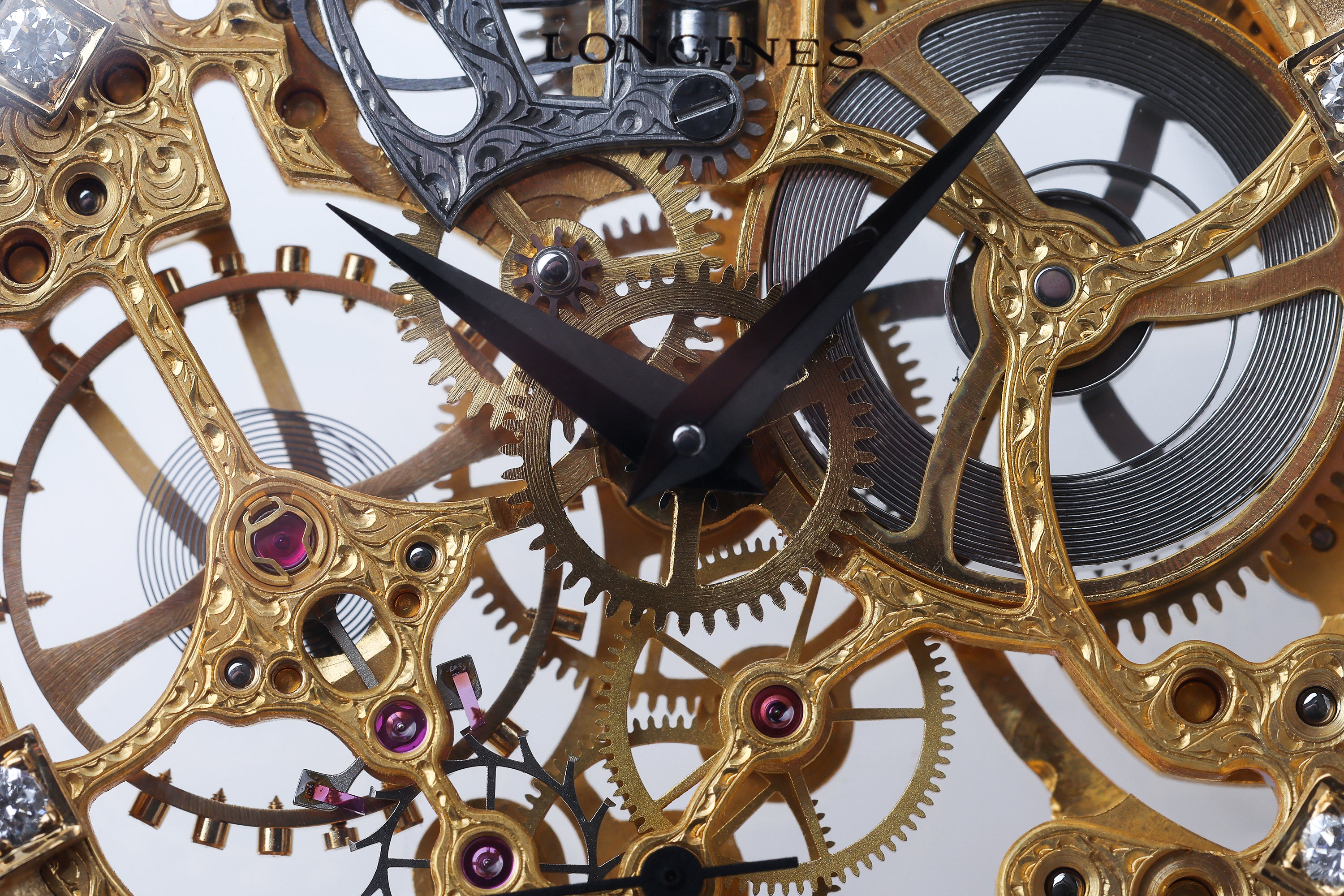 Rare Longines Pocket Watch | Diamonds & Sapphires | 18k Yellow & White Gold | 50mm | 1980's