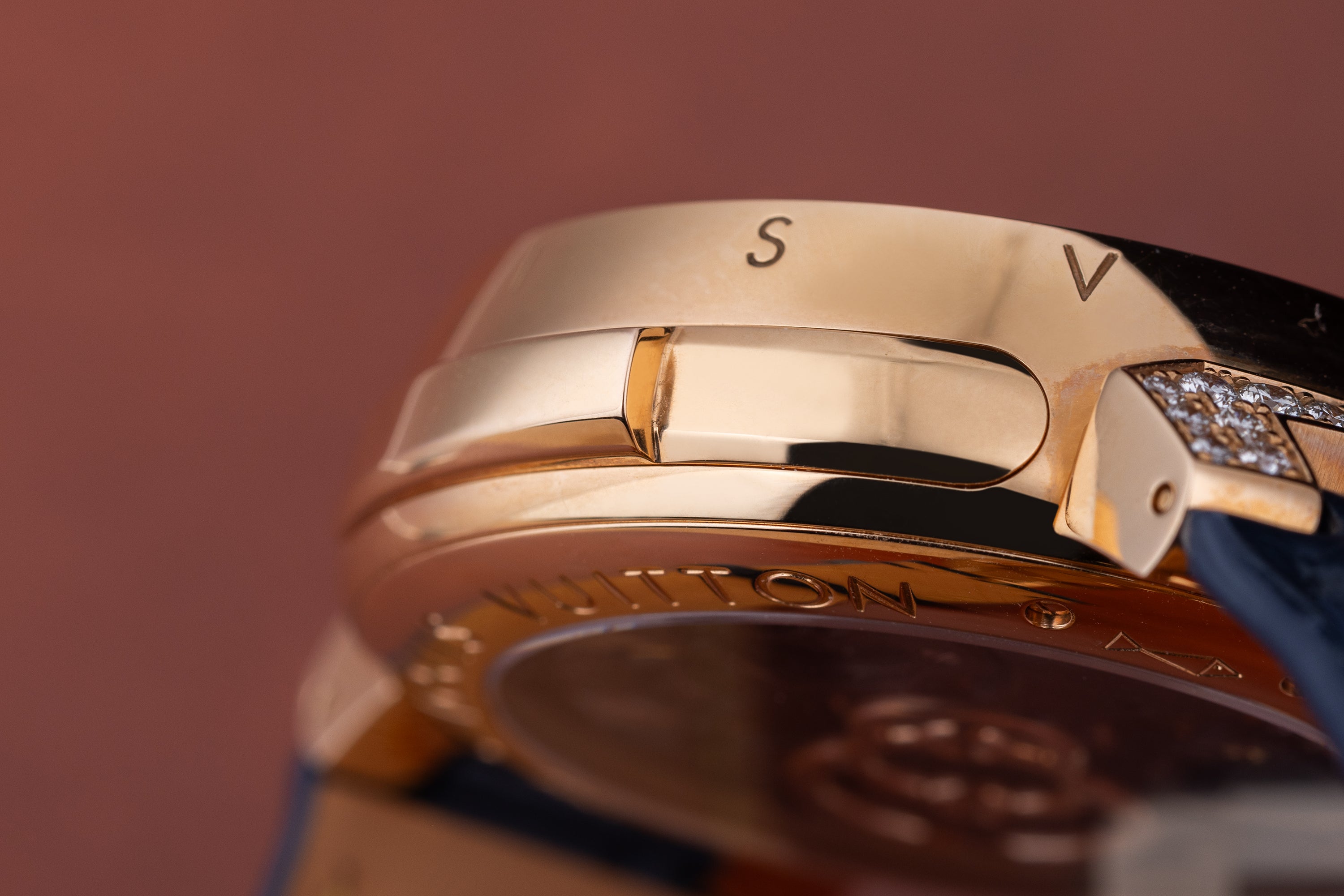 Louis Vuitton | Tambour XL Minute Repeater & Travel Time | 18k Rose Gold | Diamond Hours & Pave Diamond Shoulders | 44mm | Box & Papers