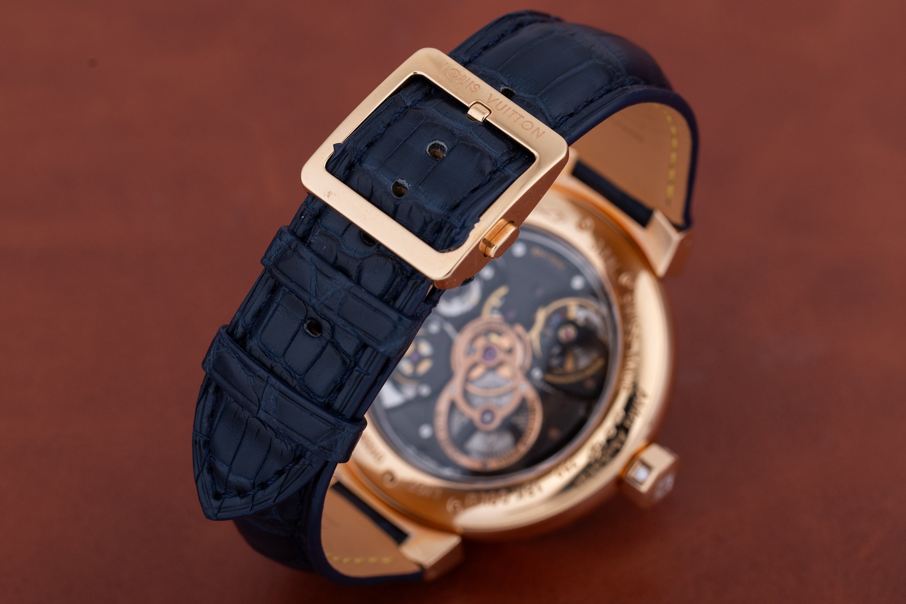 Louis Vuitton | Tambour XL Minute Repeater & Travel Time | 18k Rose Gold | Diamond Hours & Pave Diamond Shoulders | 44mm | Box & Papers