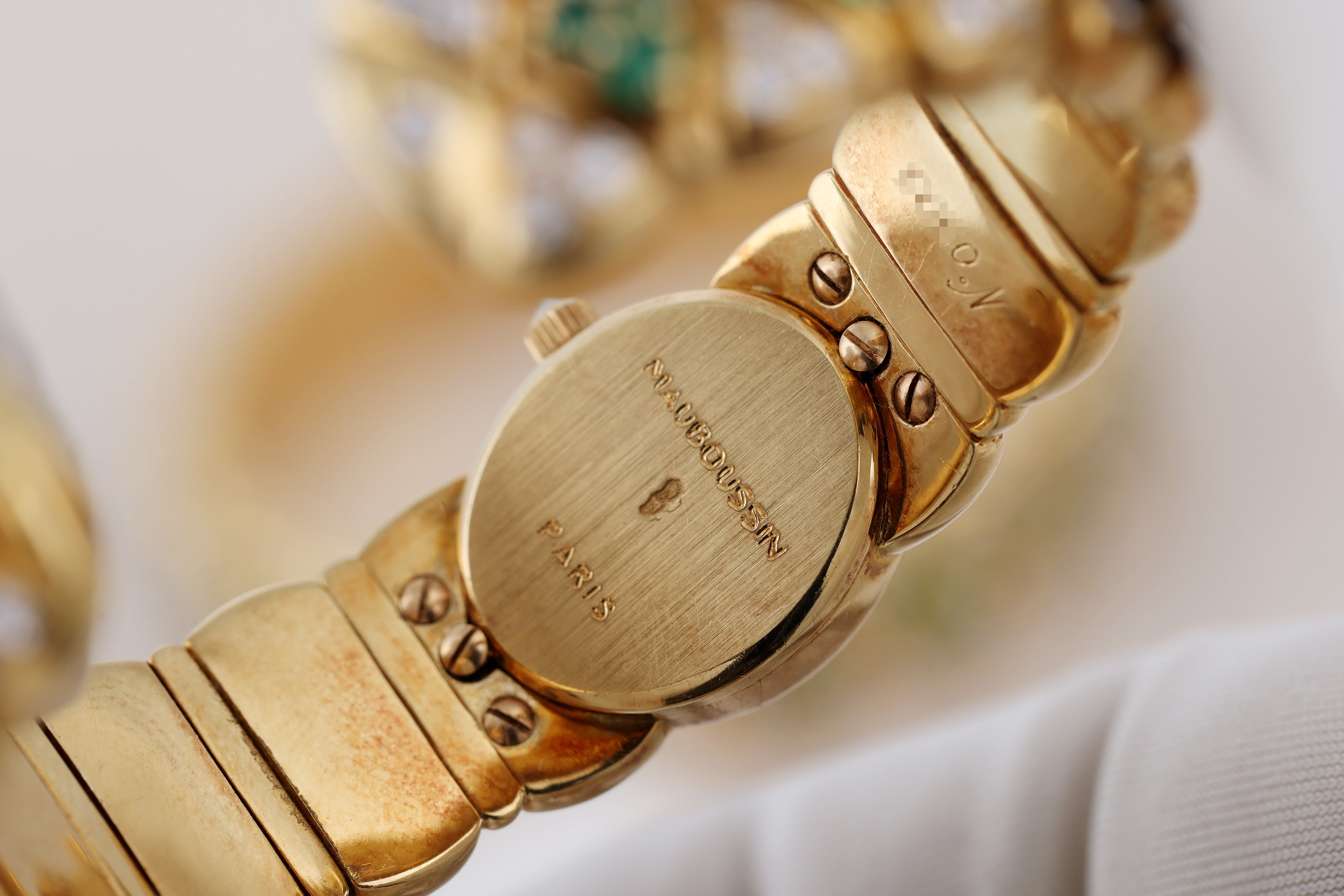 Mauboussin Ladies Jewellery Watch Matching Set | Emerald & Diamond | Pavé Diamond Dial | 18k Yellow Gold | 16mm | Circa 1990's