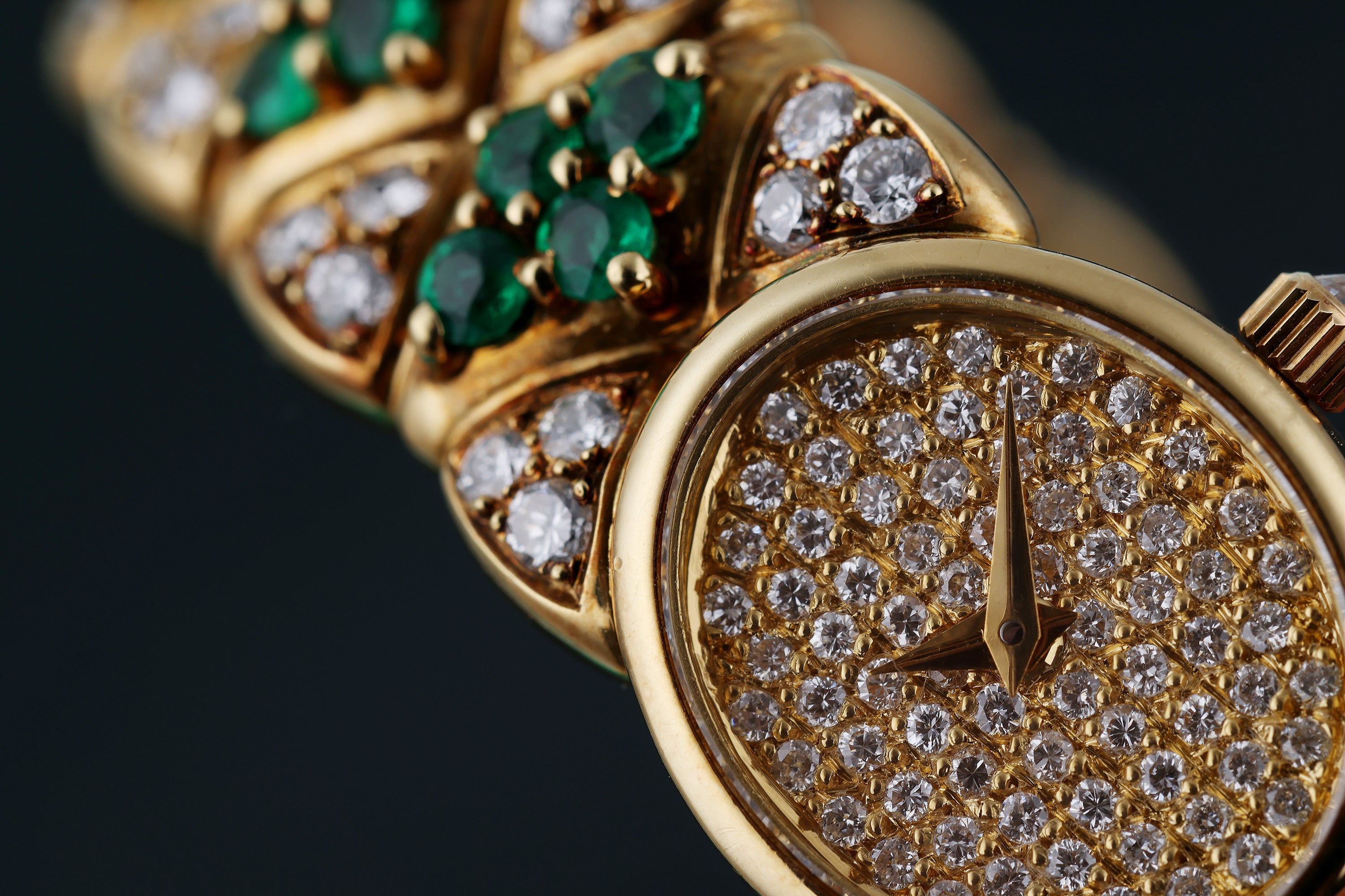 Mauboussin Ladies Jewellery Watch Matching Set | Emerald & Diamond | Pavé Diamond Dial | 18k Yellow Gold | 16mm | Circa 1990's