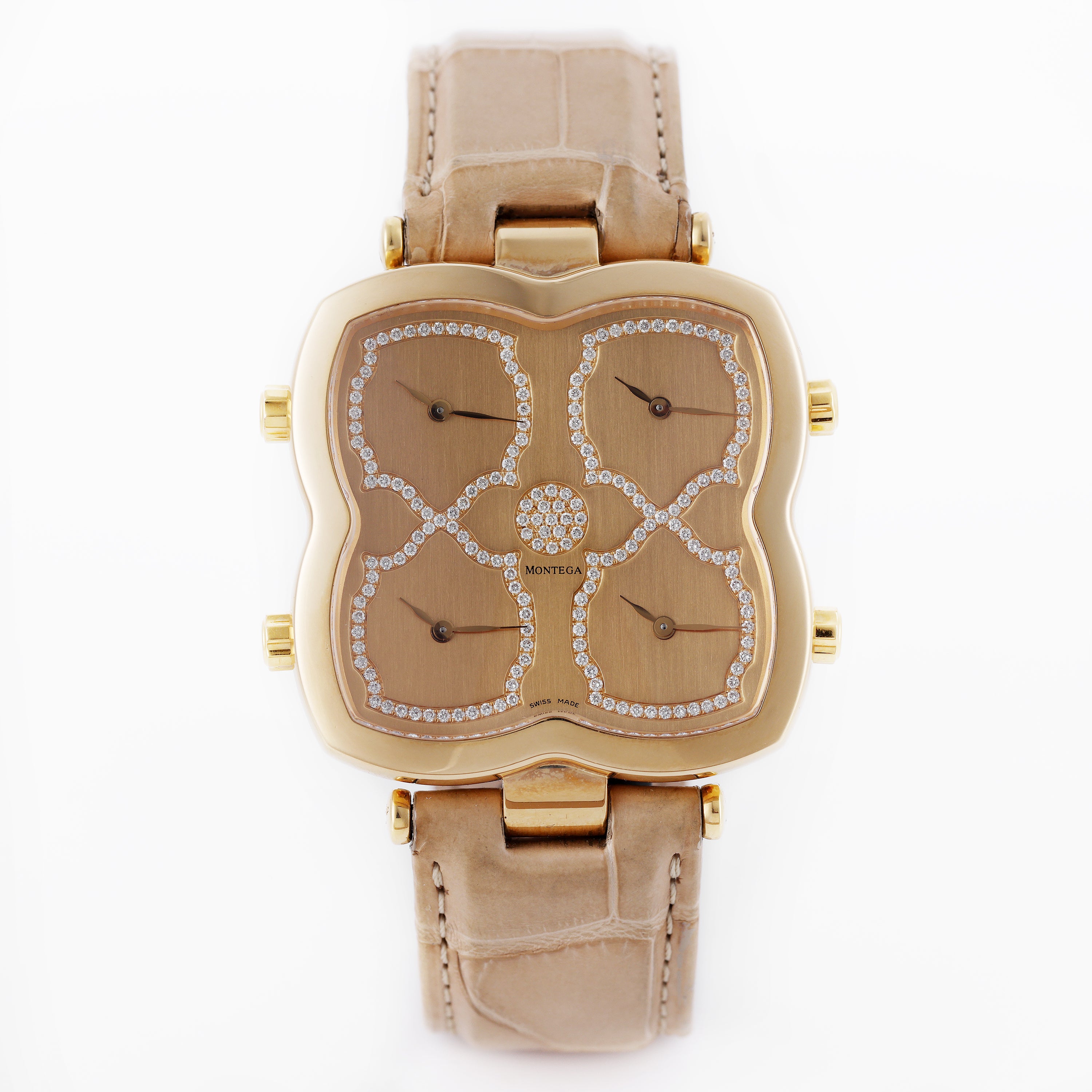Montega Butterfly | REF. EC 70-010 | Quadruple Time Display | Gold Diamond Dial | 18k Yellow Gold | 40mm