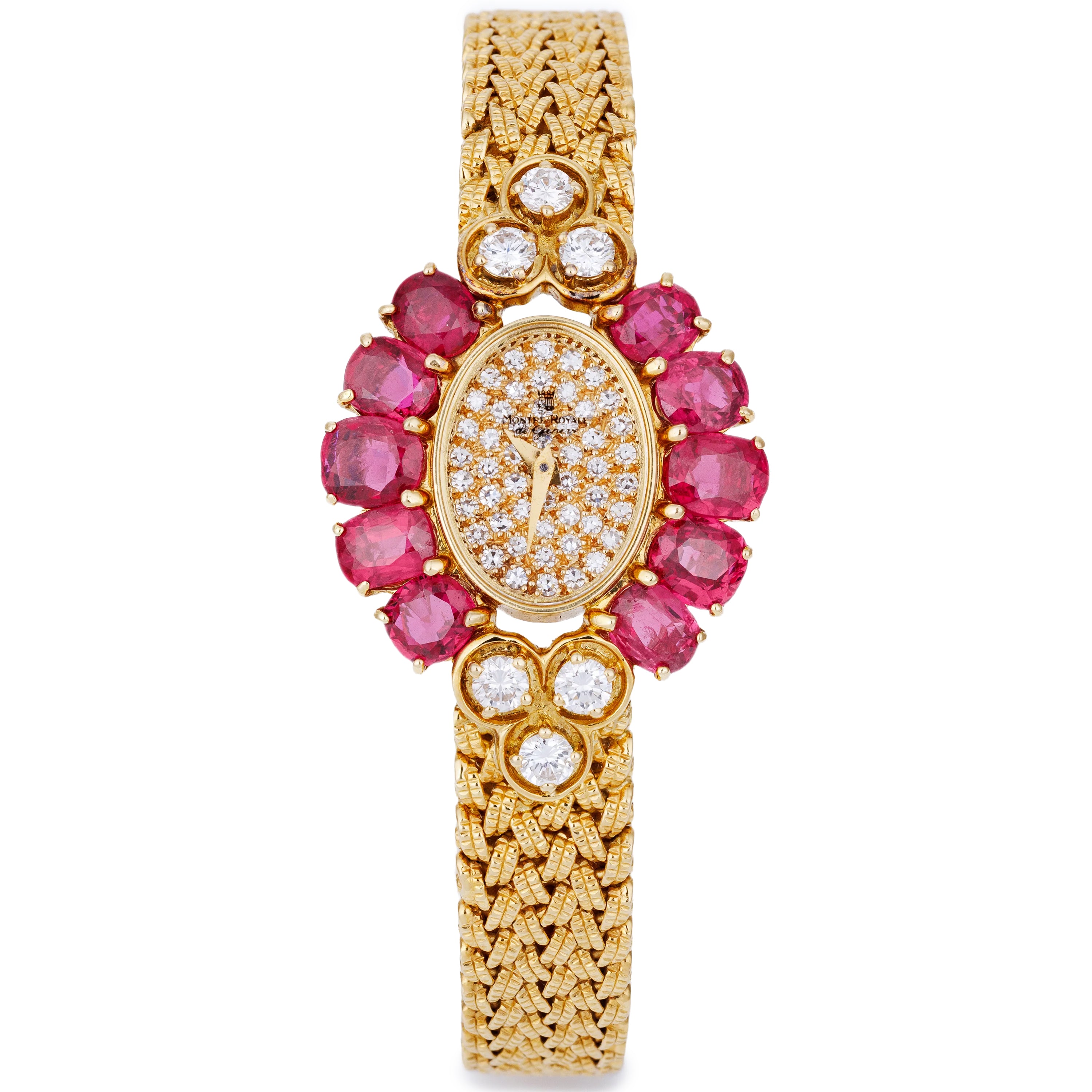 Montre Royale Ladies Wristwatch | Ruby & Diamond Bezel | 18k Yellow Gold | 24mm | Circa 1980's