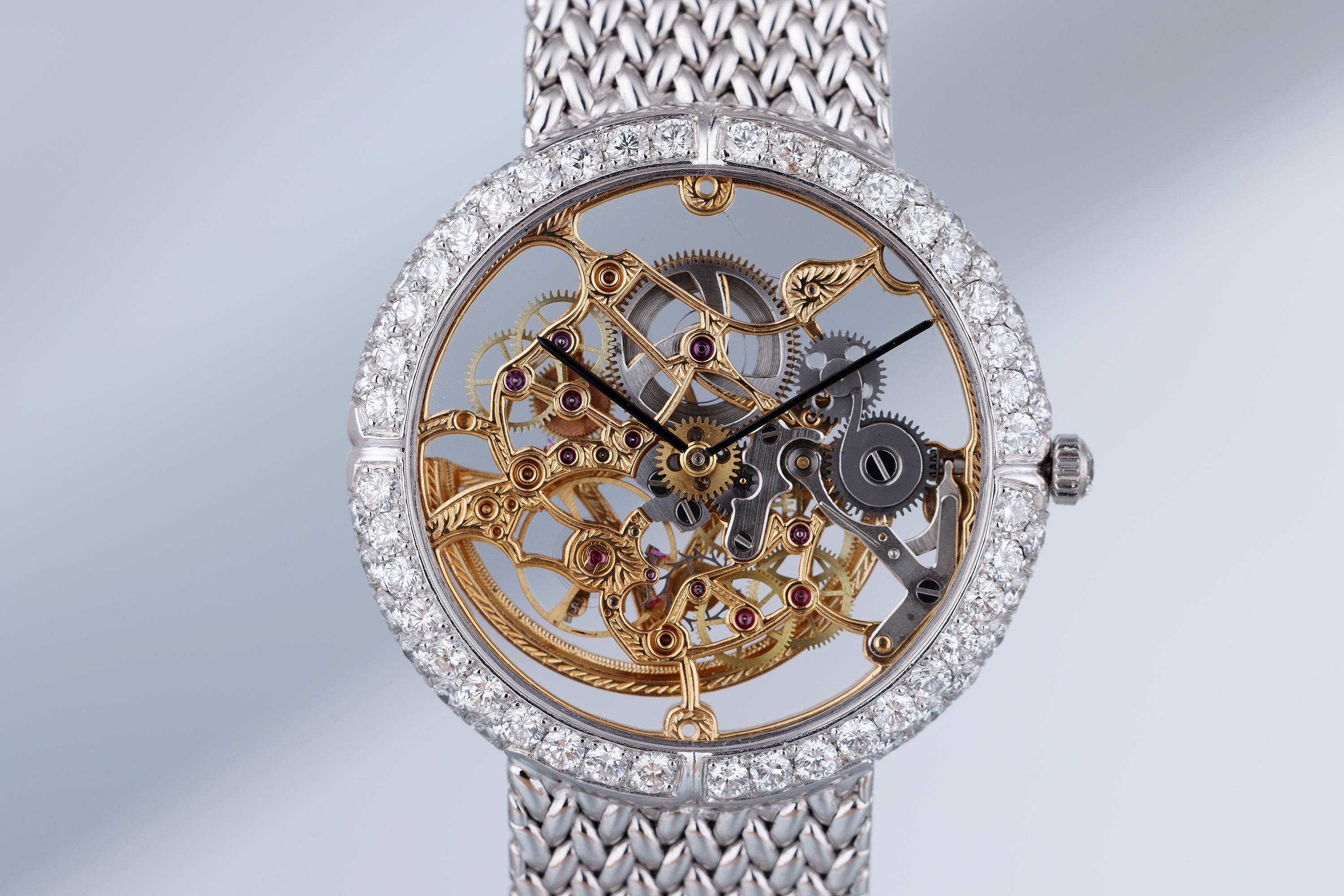Rare Gerald Genta Skeleton Dial Wristwatch - Retailed by Mouawad | Diamond Bezel | 18k White Gold | Circa 1980's