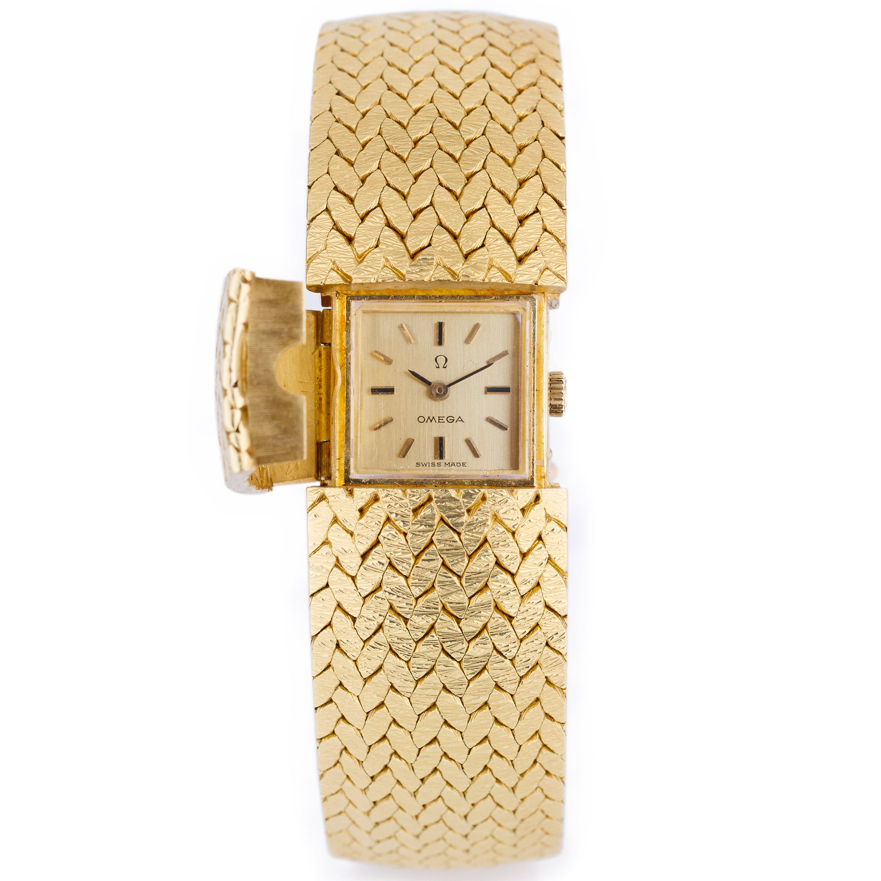 Omega 'Secret' Vintage Watch with Concealed Gold Dial | Bracelet Watch | 18k Yellow Gold | 18mm | 1960's