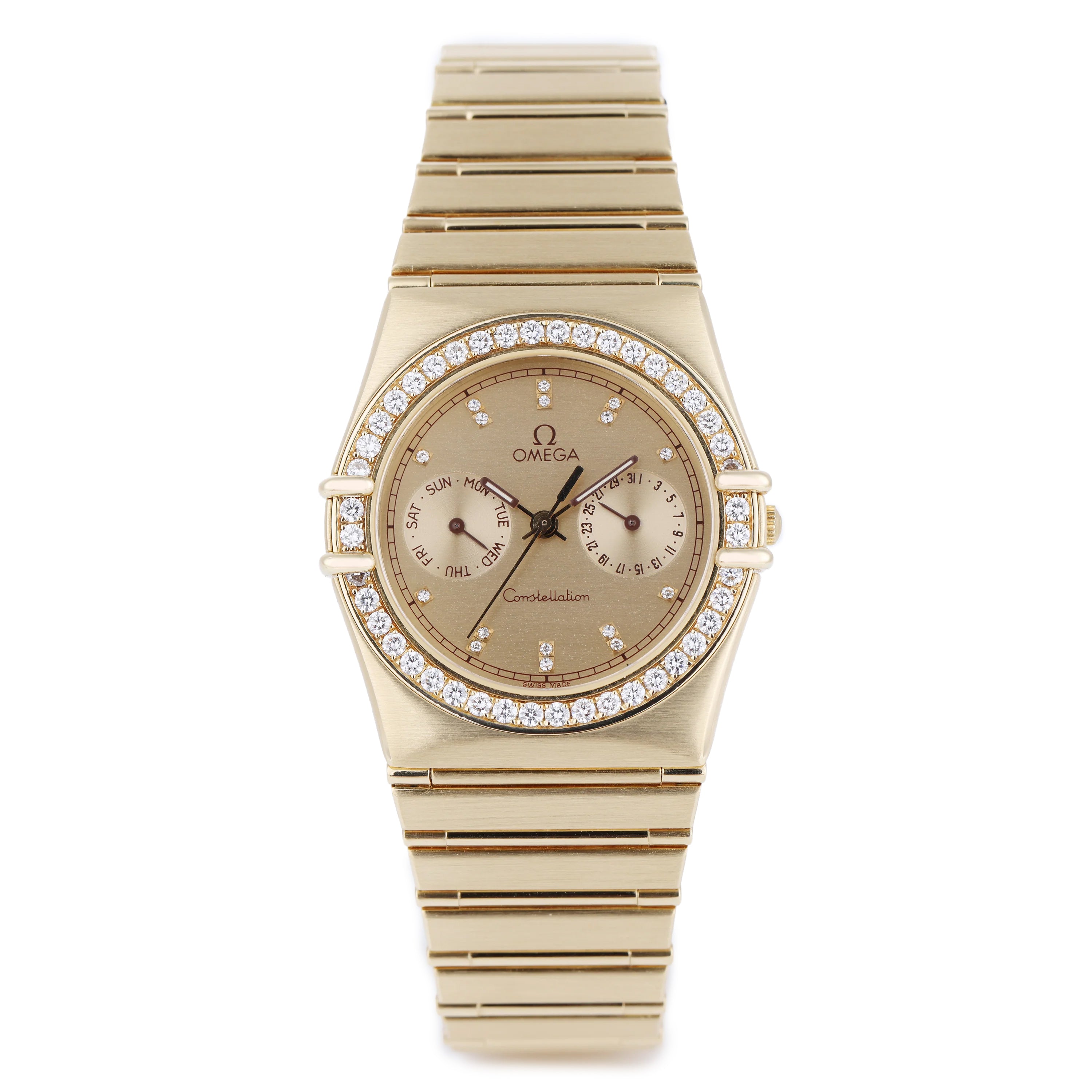 Omega Constellation Day-Date | Gold Diamond Dial & Bezel | 18k Yellow Gold | 33mm