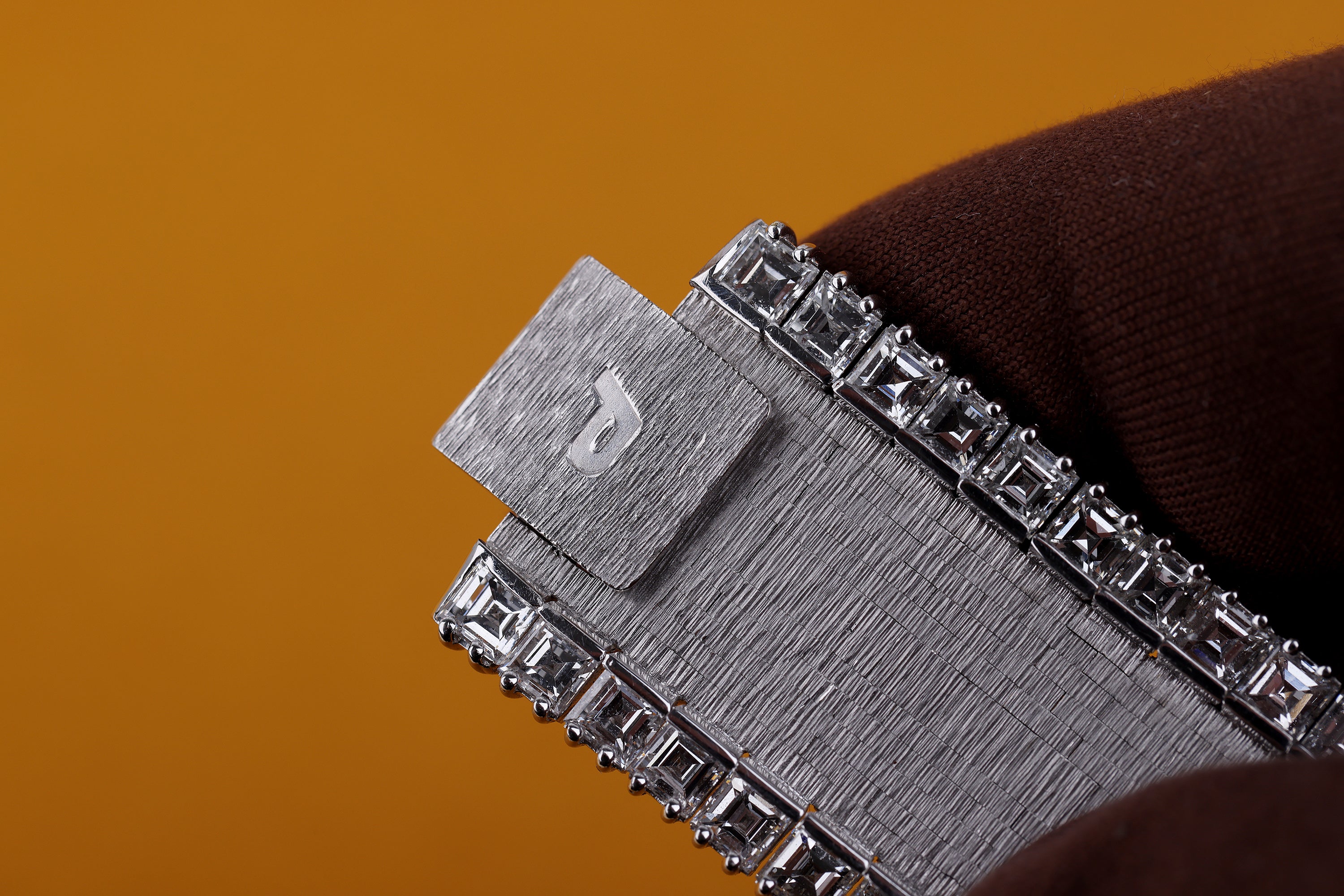 Unworn Vintage & Rare Piaget | Pavé Diamond Dial | 18k White Gold | Circa 1970's | 36mm | Emerald Cut Diamond Bracelet