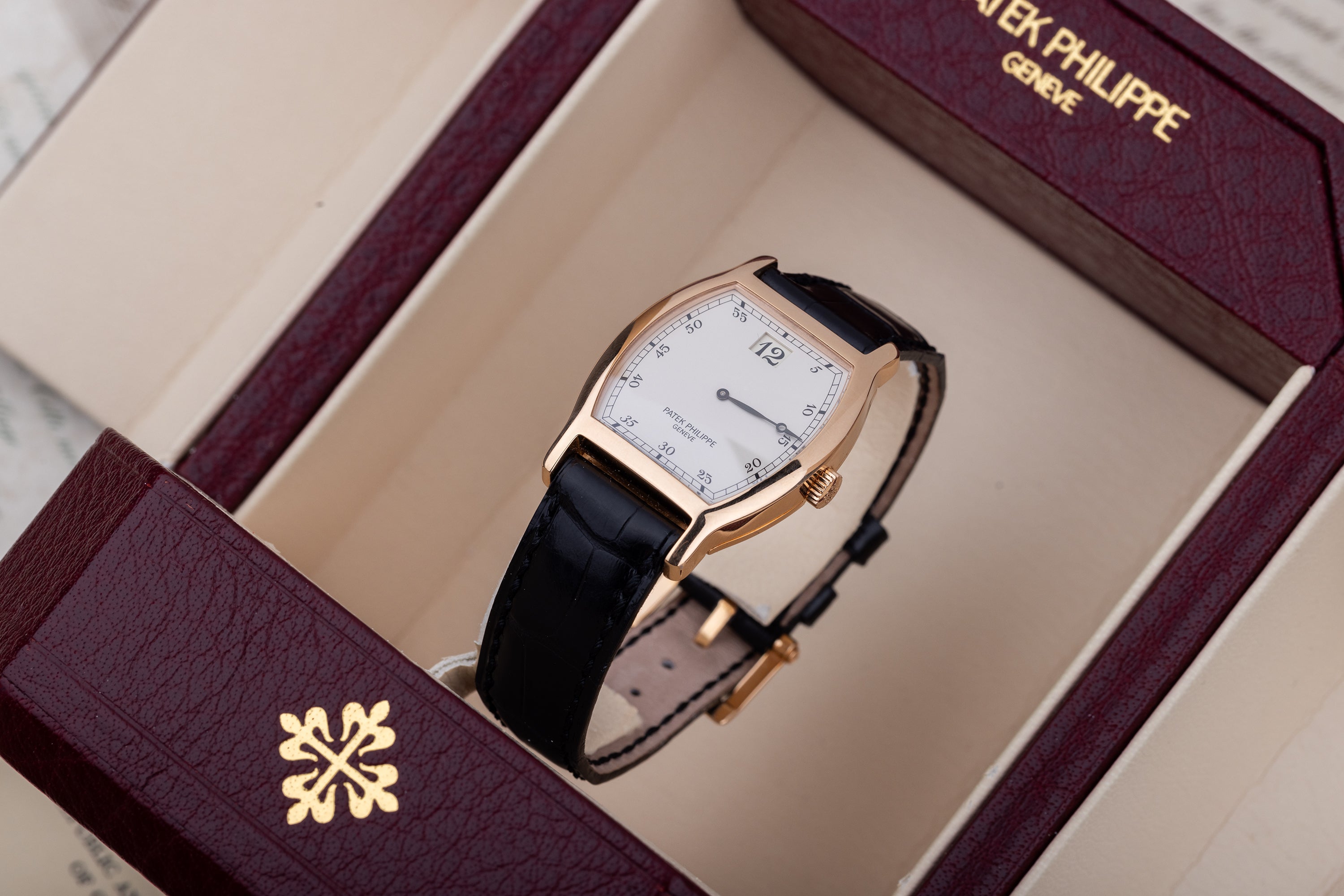 Patek Philippe Jump Hour | Limited Edition 150th Anniversary | REF. 3969R | 18k Rose Gold | Box & Papers | 1989 | Tonneau-Shaped Case