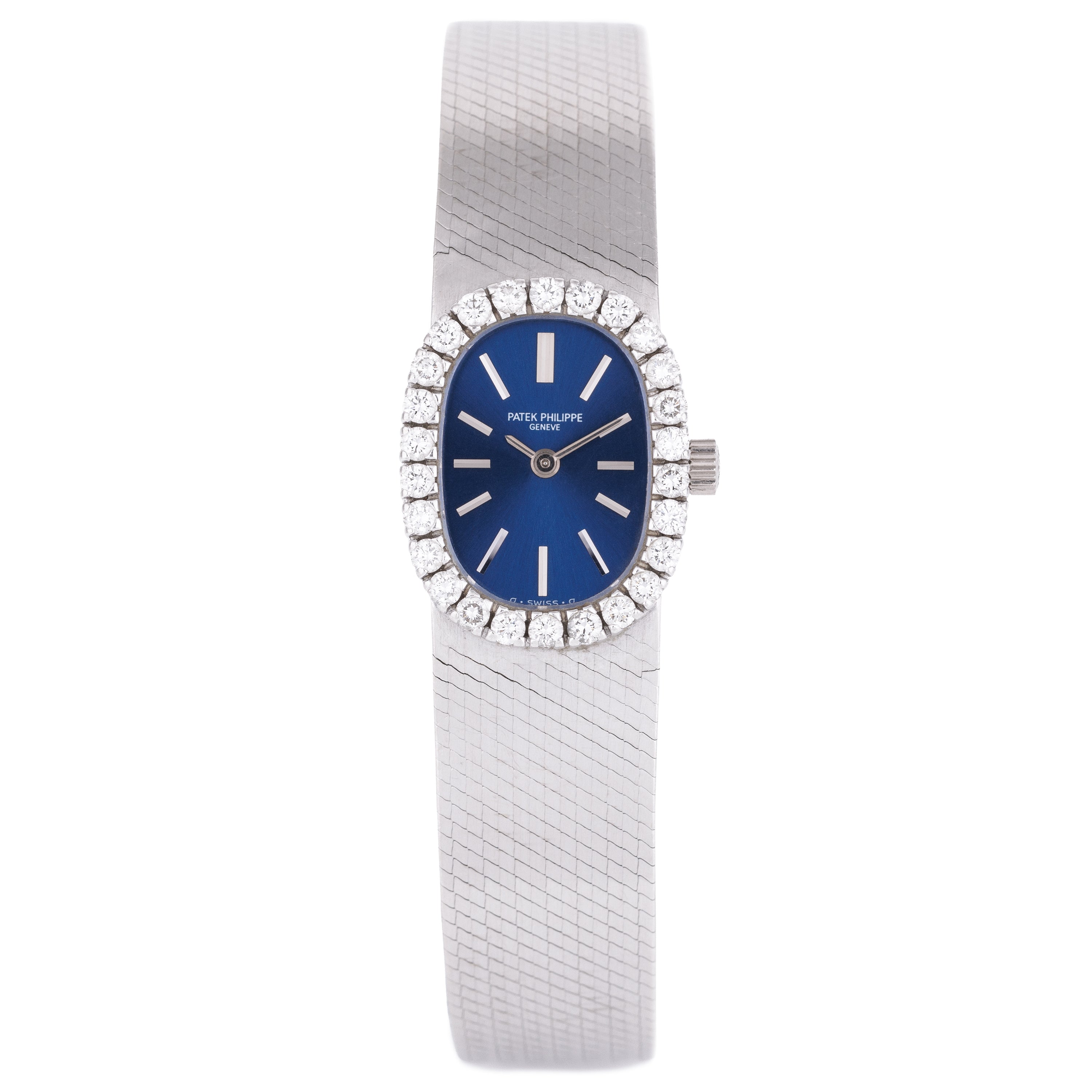 Patek Philippe Lady Ellipse | REF. 3377/1 | 18k White Gold | Diamond Bezel | Blue Dial | 17.5mm | Manual Wind | 1970s