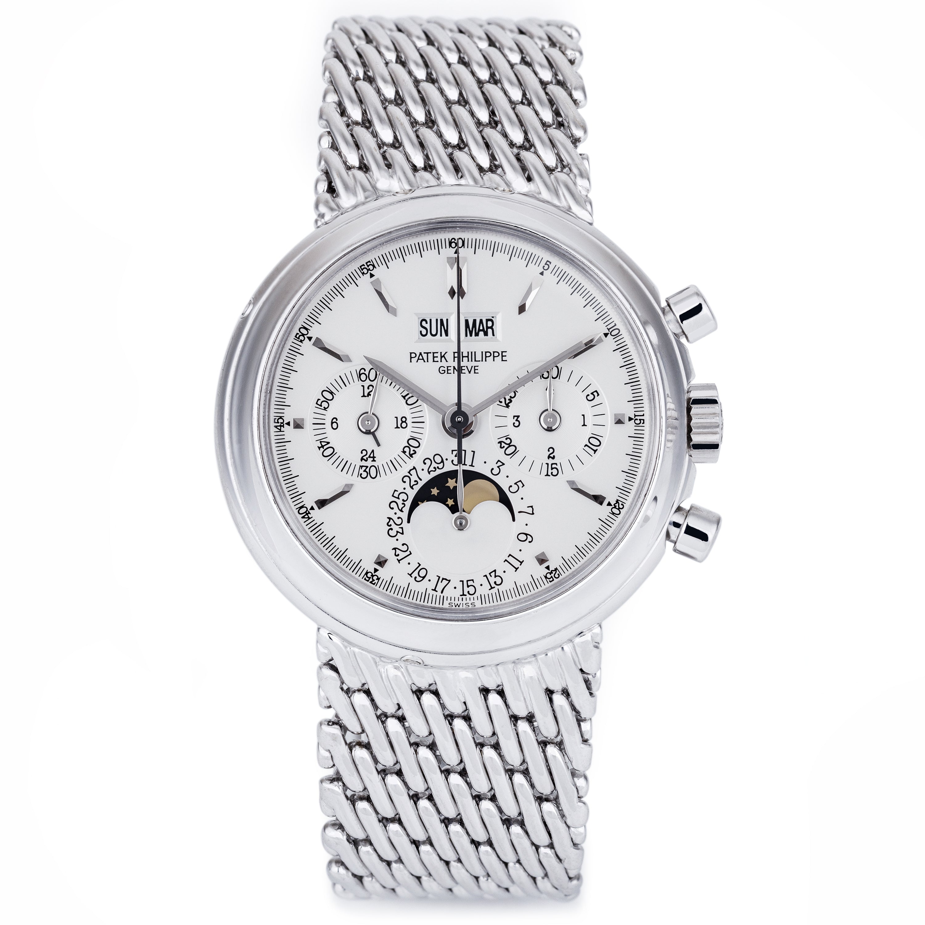 Rare Patek Philippe Grand Complications | REF. 3970/2 | Perpetual Calendar Chronograph | 18k White Gold | 36mm | Geneva Seal | Extract From Archives