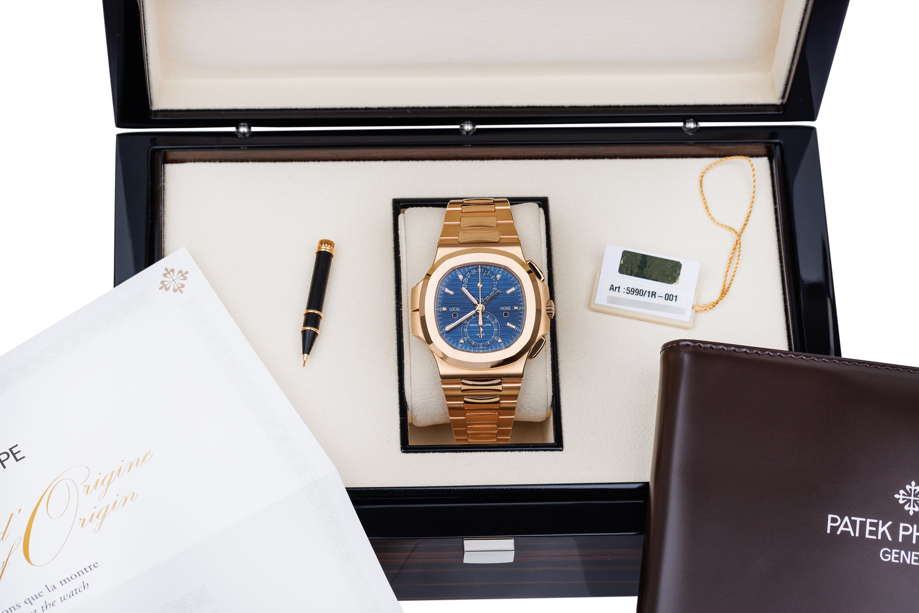 Patek Philippe Nautilus Travel Time Chronograph | REF. 5990/1R-001 | Blue Dial | 40mm | 18k Rose Gold | Box & Papers | 2021