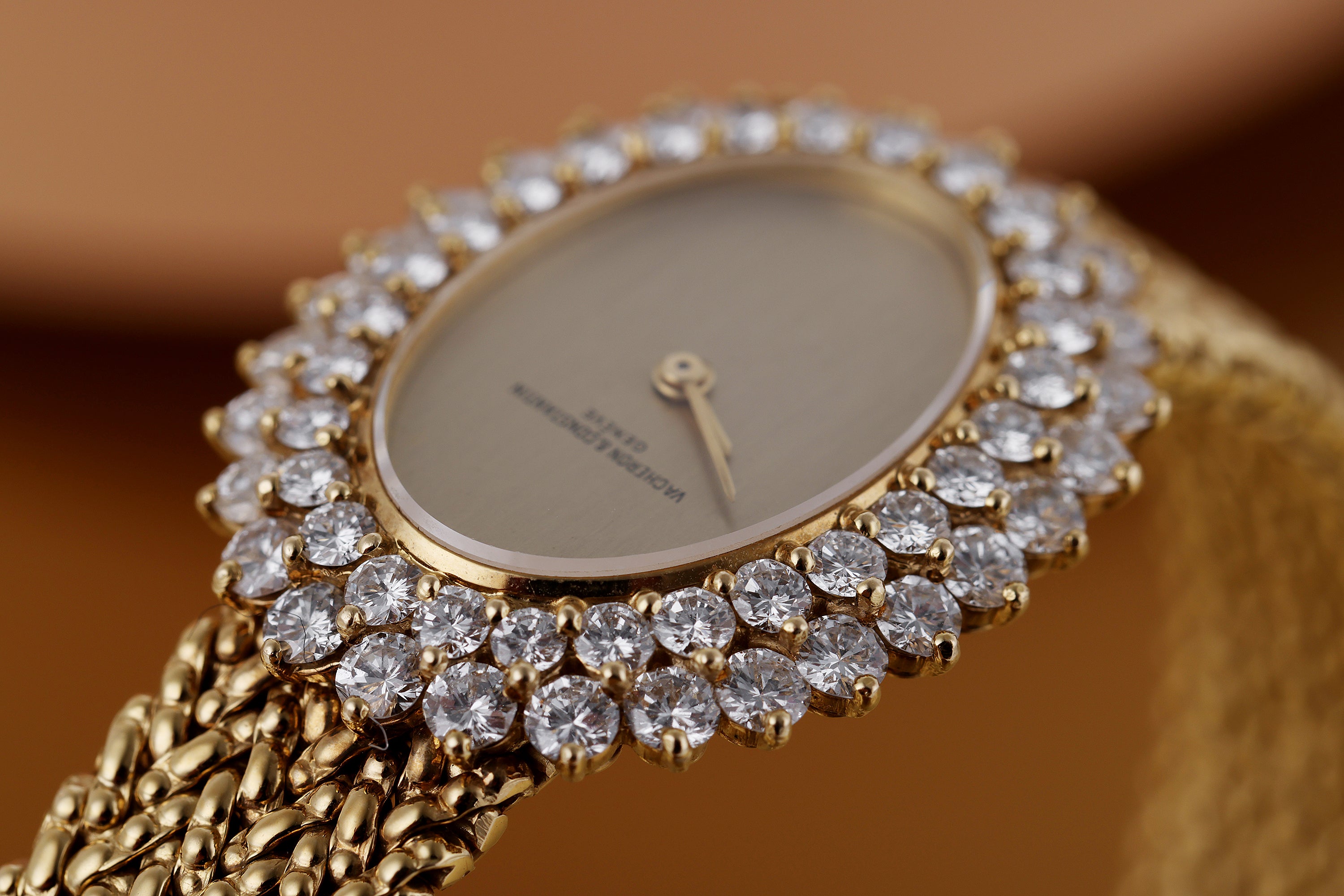 Vacheron Constantin x Mauboussin Double Signed, 1980's Ladies Watch | Gold Dial | Diamond Bezel | 22mm | 18k Yellow Gold