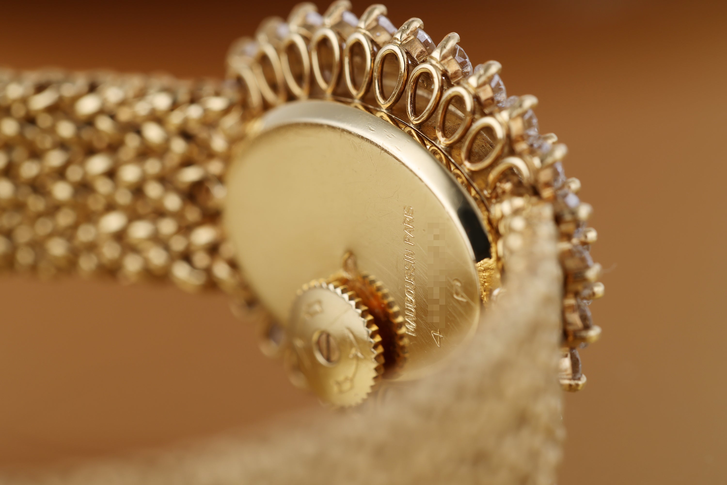 Vacheron Constantin x Mauboussin Double Signed, 1980's Ladies Watch | Gold Dial | Diamond Bezel | 22mm | 18k Yellow Gold