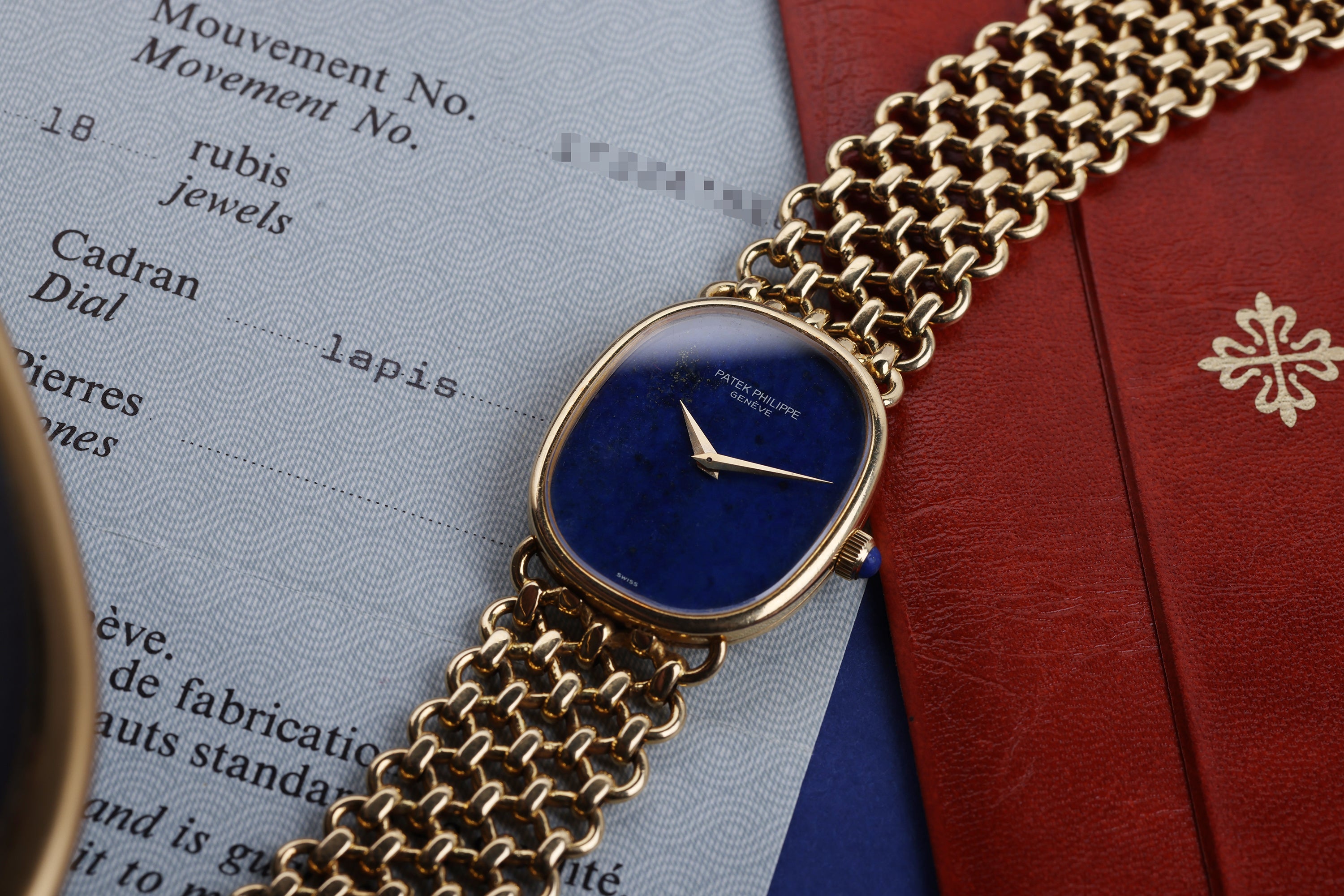 Ultra Rare Patek Philippe Golden Ellipse | REF. 3848/901 | Lapis Lazuli Dial | 27mm | 18k Yellow Gold | Box & Papers | 1980