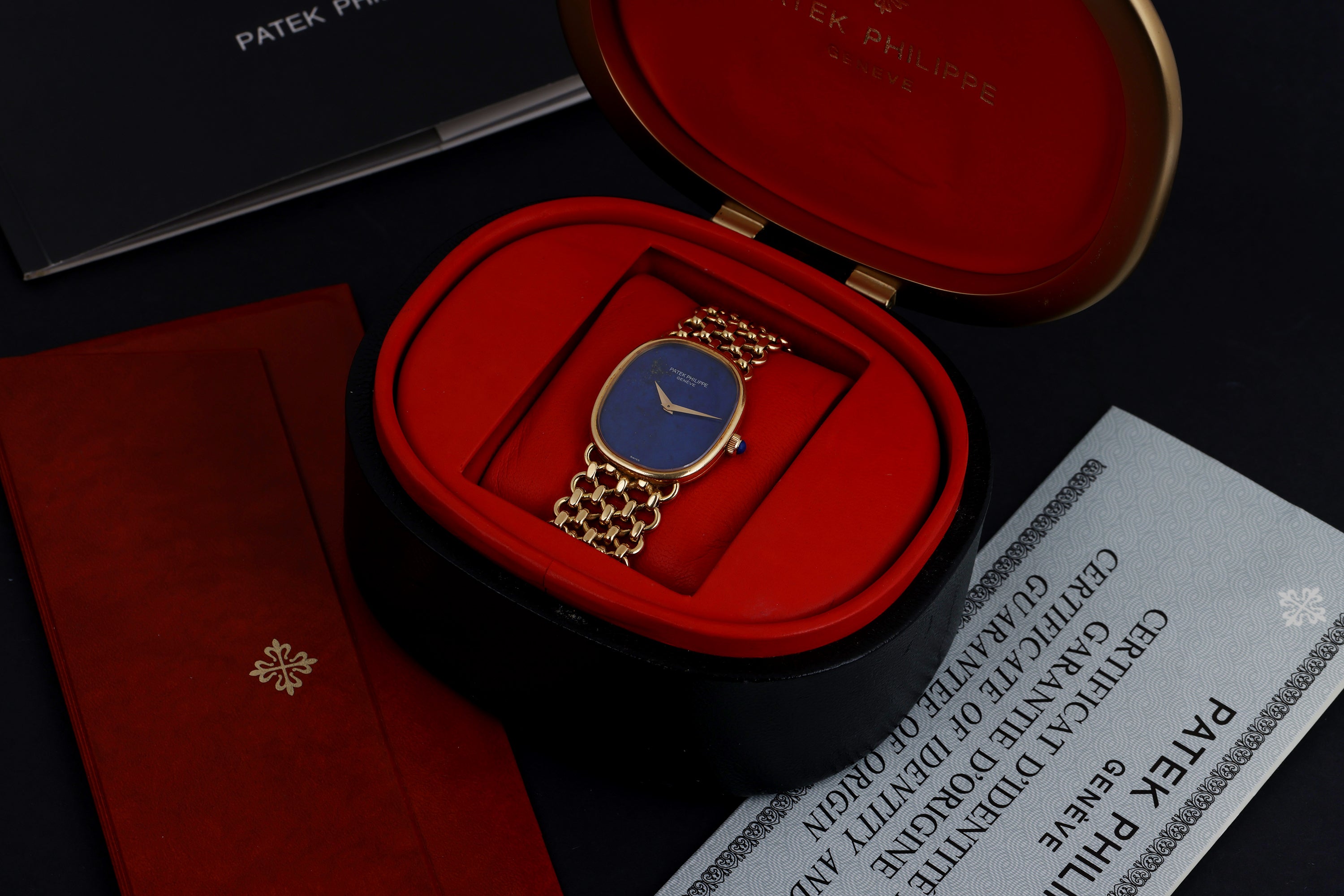 Ultra Rare Patek Philippe Golden Ellipse | REF. 3848/901 | Lapis Lazuli Dial | 27mm | 18k Yellow Gold | Box & Papers | 1980