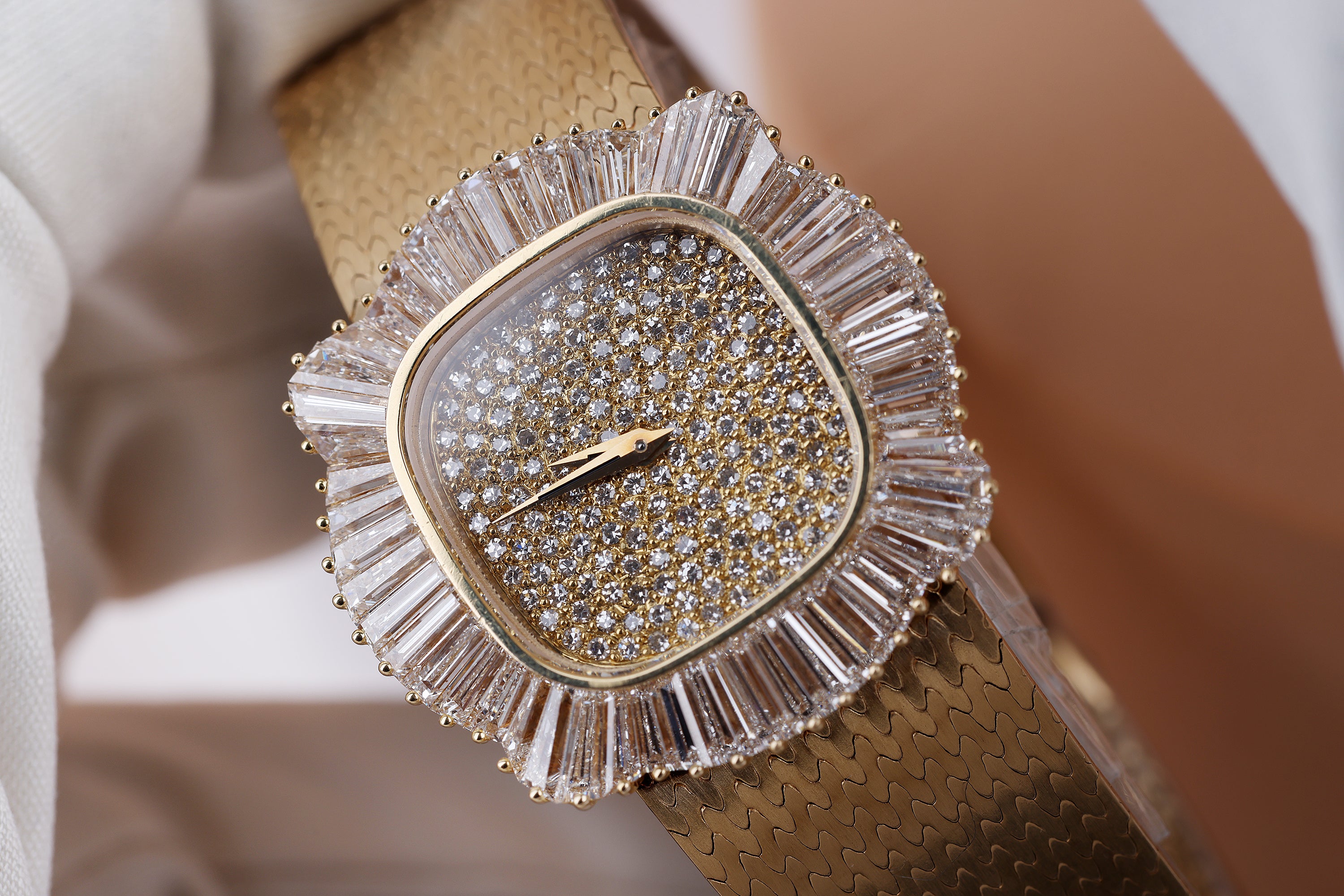 Patek Philippe 1980's Ladies Watch | REF. 4373/1 | Pavé Diamond Dial & Channel Set Diamond Bezel | 30mm | 18k Yellow Gold
