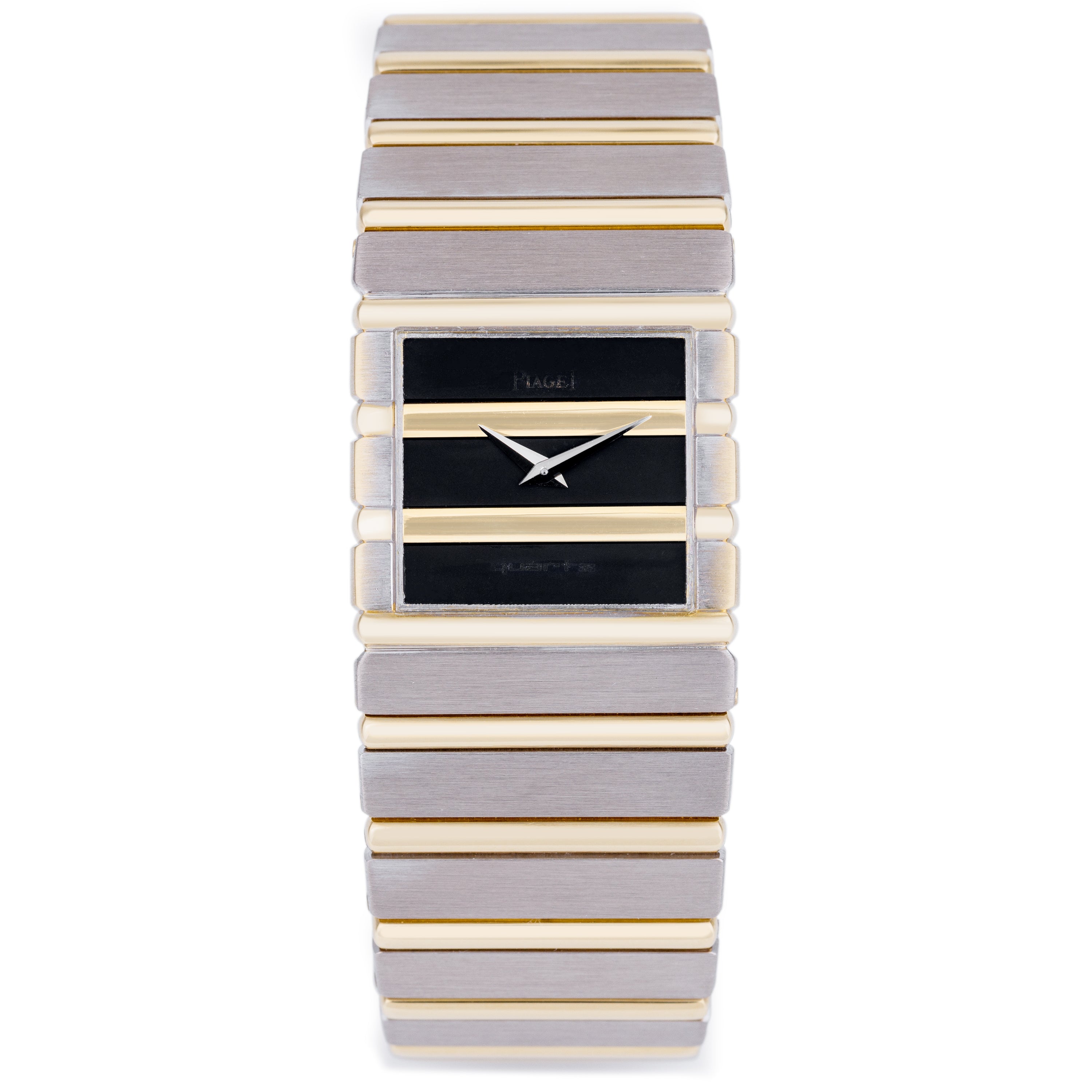 Piaget Polo Square | REF. 7131 C 701 | Black & Gold Dial | 25mm | 18k White & Yellow Gold | 1980s
