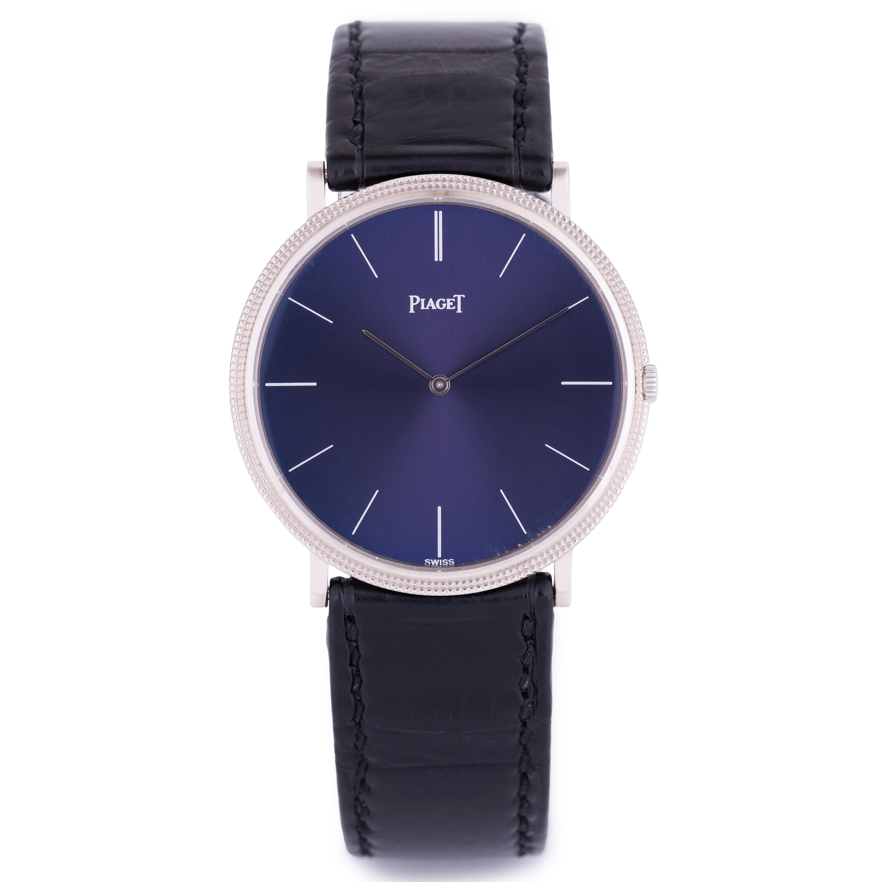 Piaget Altiplano | REF. 9031 | Hobnail Bezel | Blue Sunburst Dial | 18k White Gold | 33.5mm | 1980's