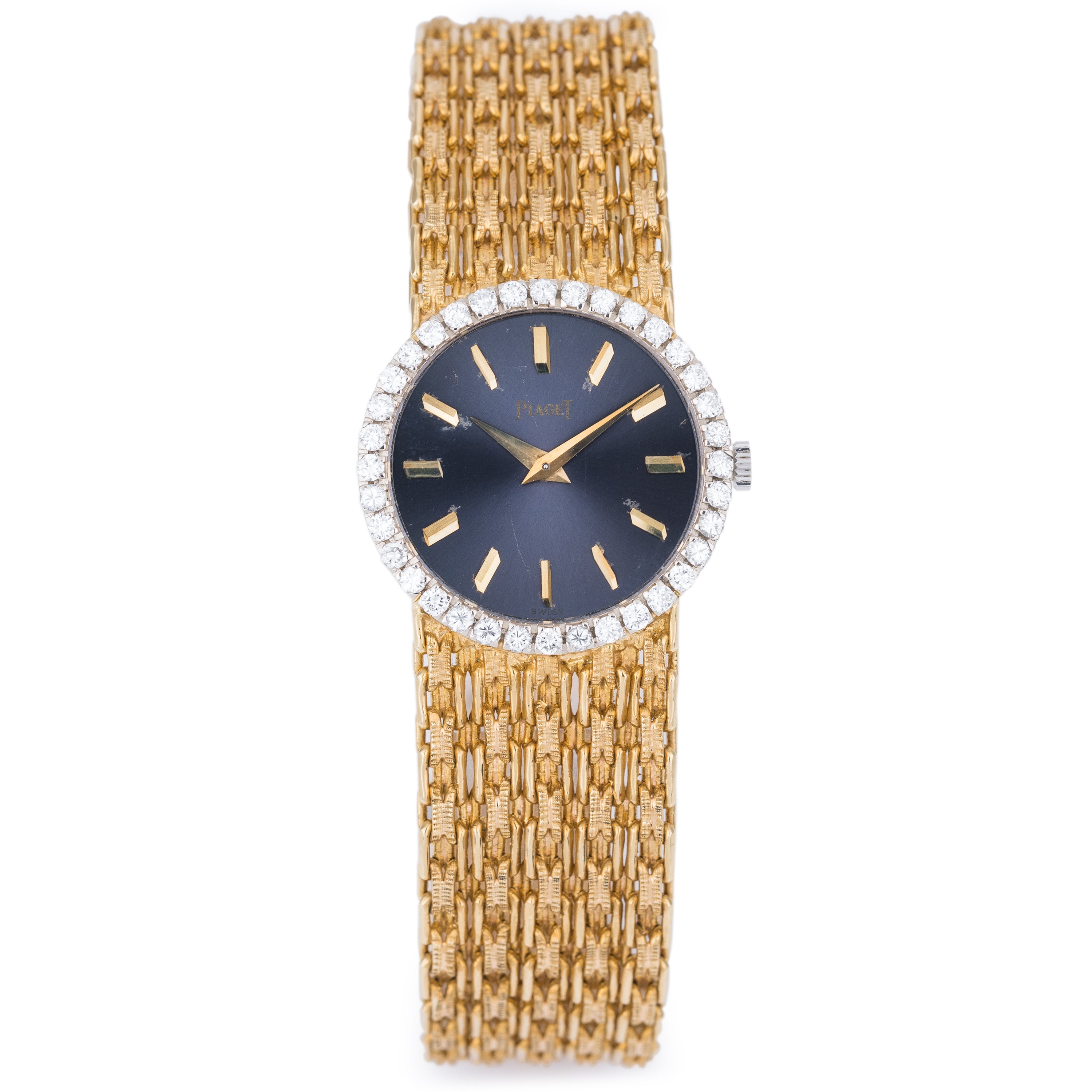 Piaget 1980s Ladies Wristwatch | REF. 926 N 33 | Blue Dial & Diamond Bezel | 24mm | 18k Yellow & White Gold