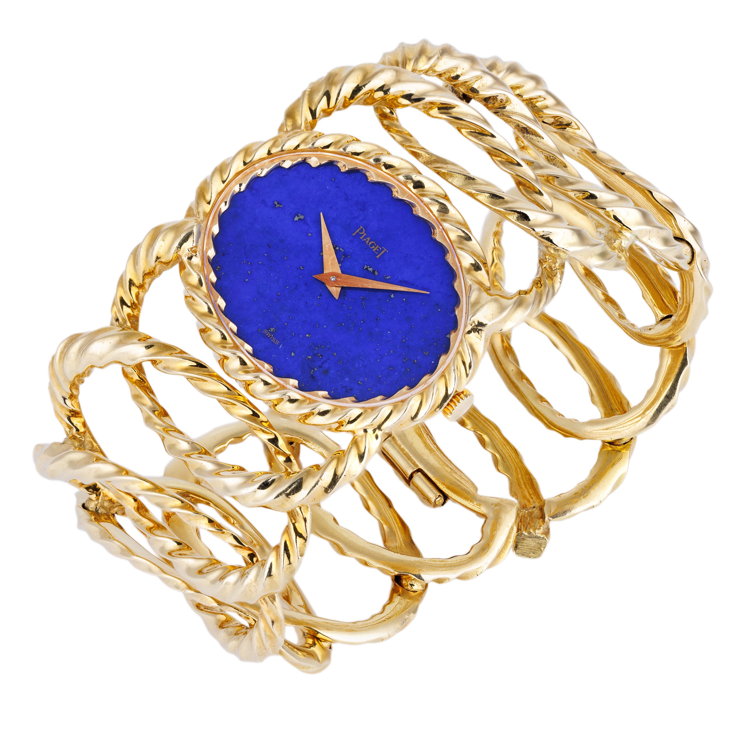 Piaget 'Esclave' Cuff Watch | REF. 9855 D 35 | Lapis Lazuli Dial | 18k Yellow Gold | 32mm | 1970s