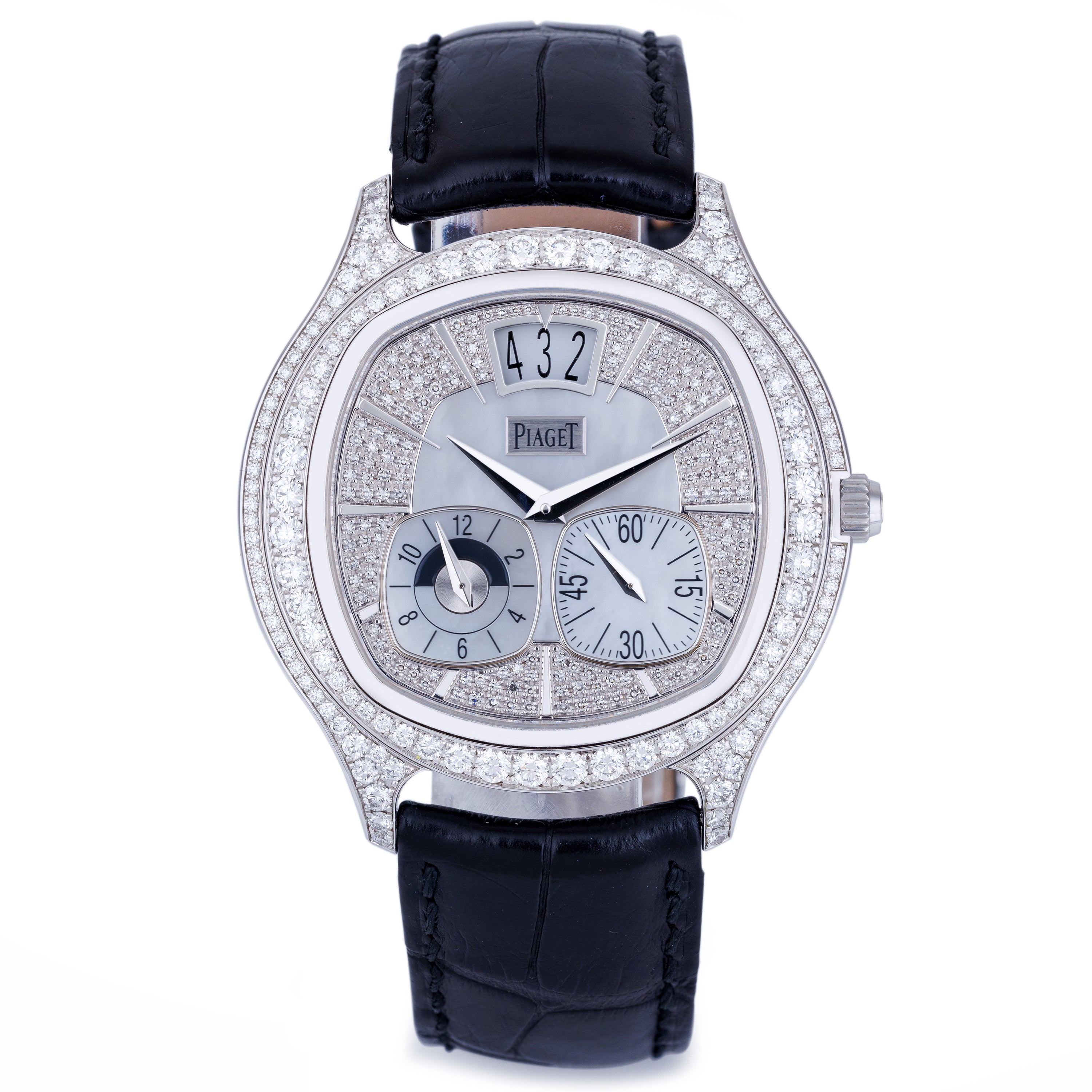 Piaget Polo Emperador Dual Time | REF. G0A32018 | Automatic | Mother of Pearl & Pavé Diamond | 18k White Gold | 42mm | Box & Papers