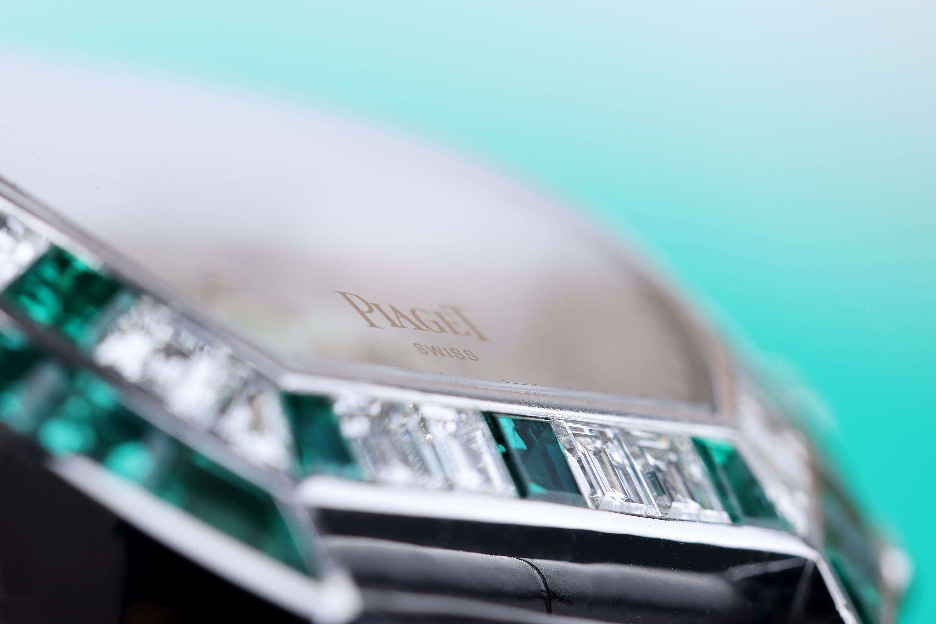 Piaget Chronograph | REF. 14488 | Green Mother of Pearl & Pave Diamond Dial, Emerald Hours | Emerald & Diamond Bezel | 18k White Gold | Circa 1990's