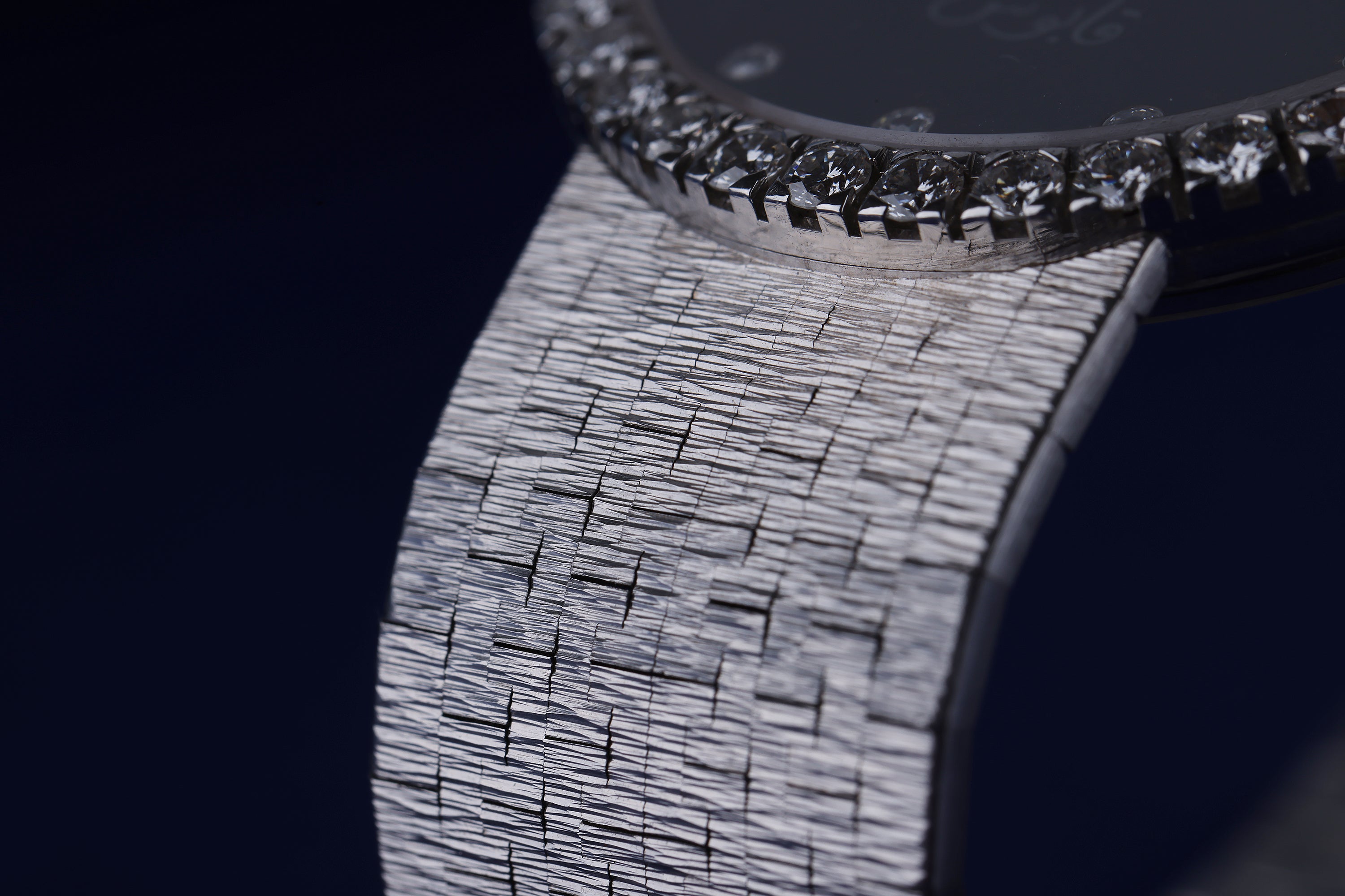 Piaget Vintage Wristwatch | REF. 12161 A6 | Blue Diamond 'Qaboos' Dial | Diamond Bezel | 18k White Gold | Circa 1990's