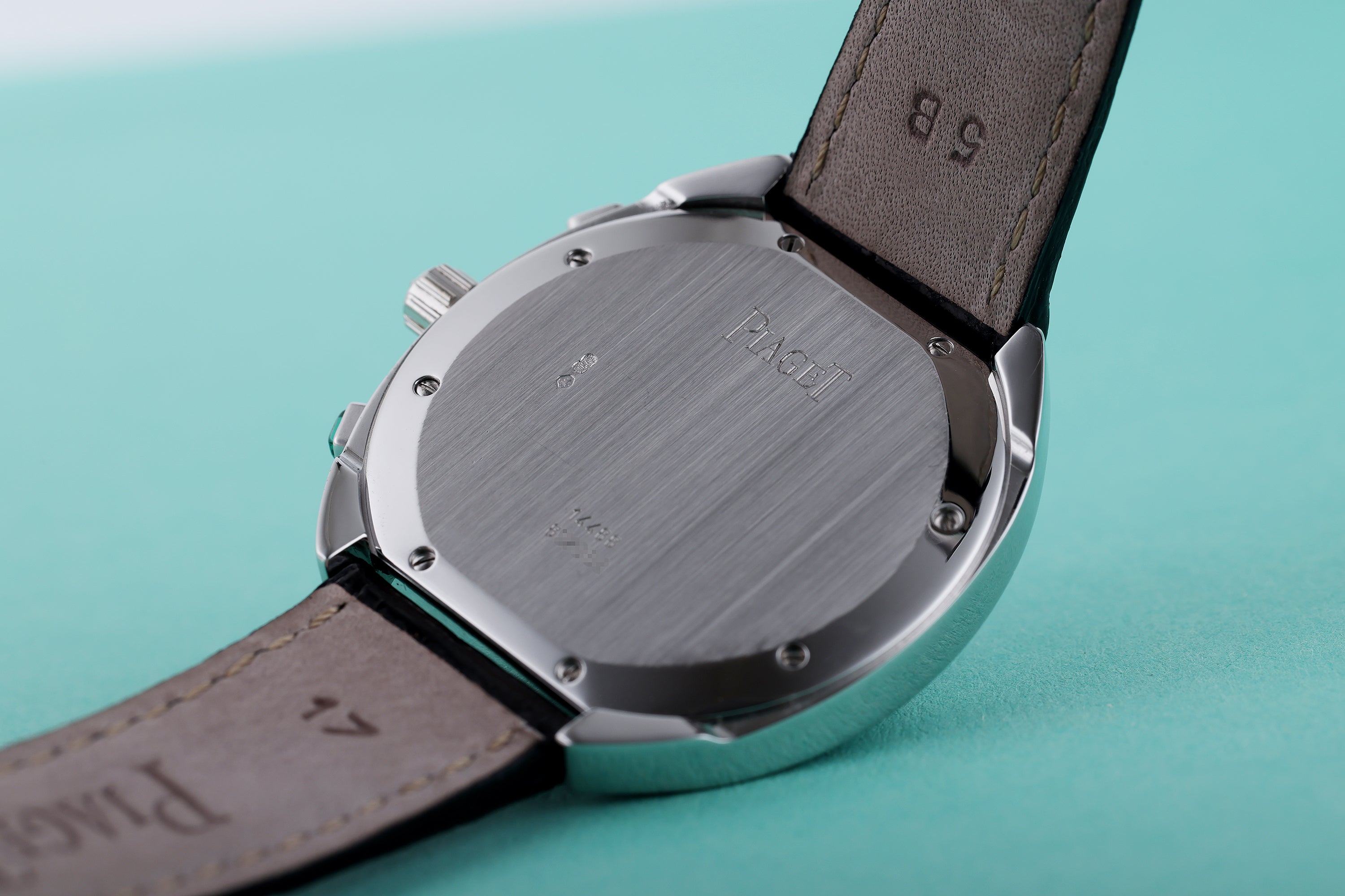 Piaget Chronograph | REF. 14488 | Green Mother of Pearl & Pave Diamond Dial, Emerald Hours | Emerald & Diamond Bezel | 18k White Gold | Circa 1990's