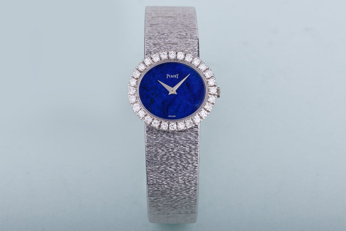 Piaget Ladies Wristwatch | REF. 9804 A 6 | Lapis Lazuli Dial | Diamond Bezel | 18k White Gold | 27mm | 1960's-1970's