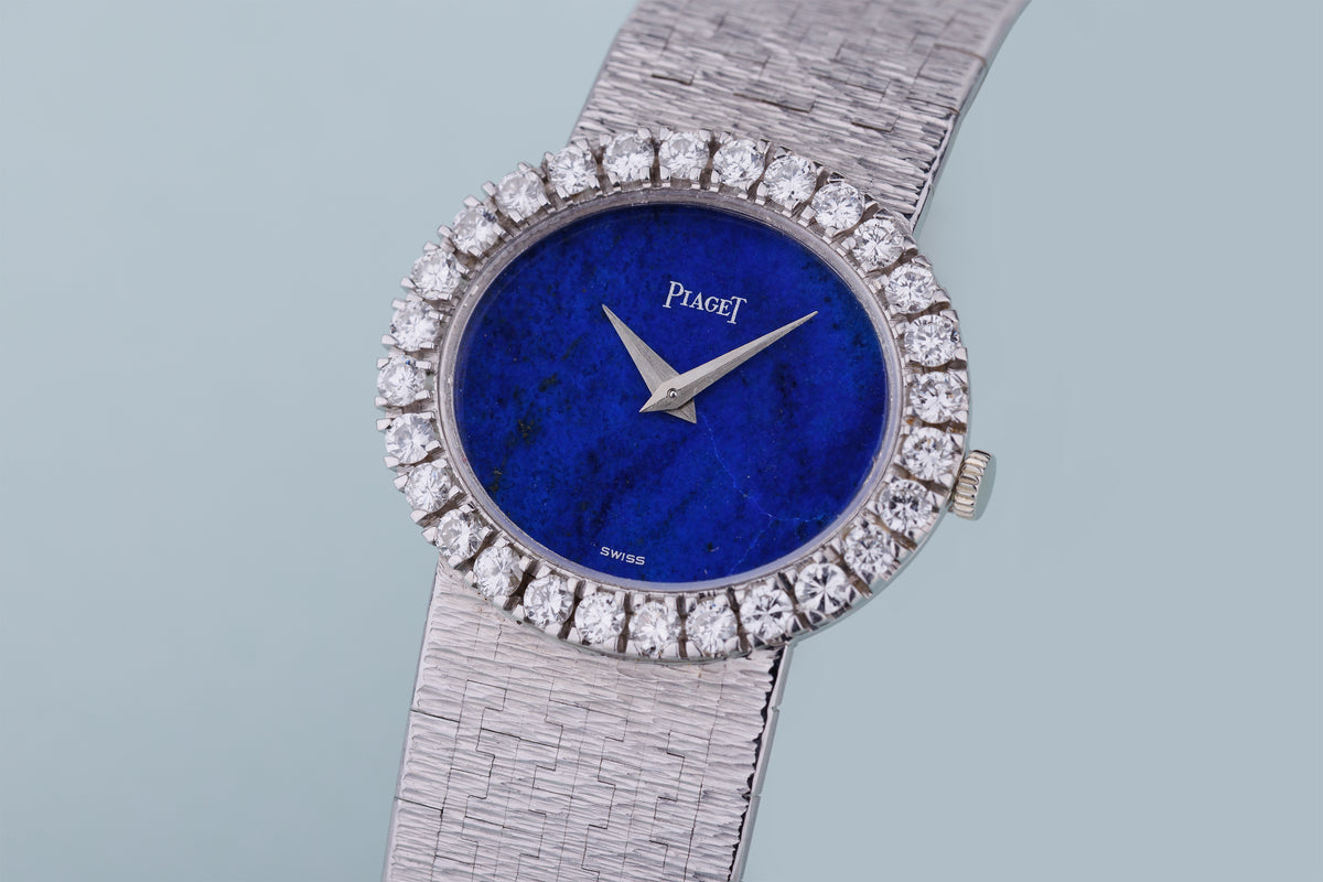 Piaget Ladies Wristwatch | REF. 9804 A 6 | Lapis Lazuli Dial | Diamond Bezel | 18k White Gold | 27mm | 1960's-1970's