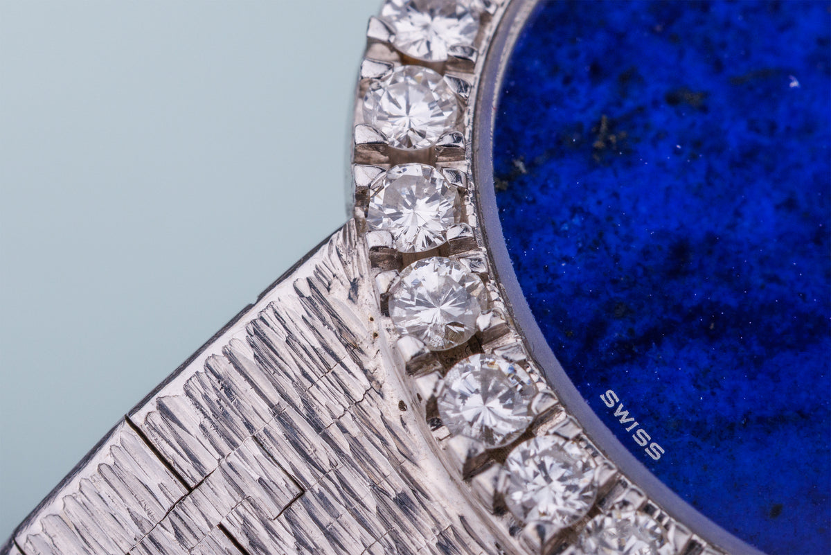 Piaget Ladies Wristwatch | REF. 9804 A 6 | Lapis Lazuli Dial | Diamond Bezel | 18k White Gold | 27mm | 1960's-1970's