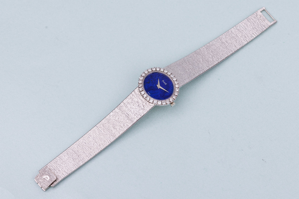 Piaget Ladies Wristwatch | REF. 9804 A 6 | Lapis Lazuli Dial | Diamond Bezel | 18k White Gold | 27mm | 1960's-1970's