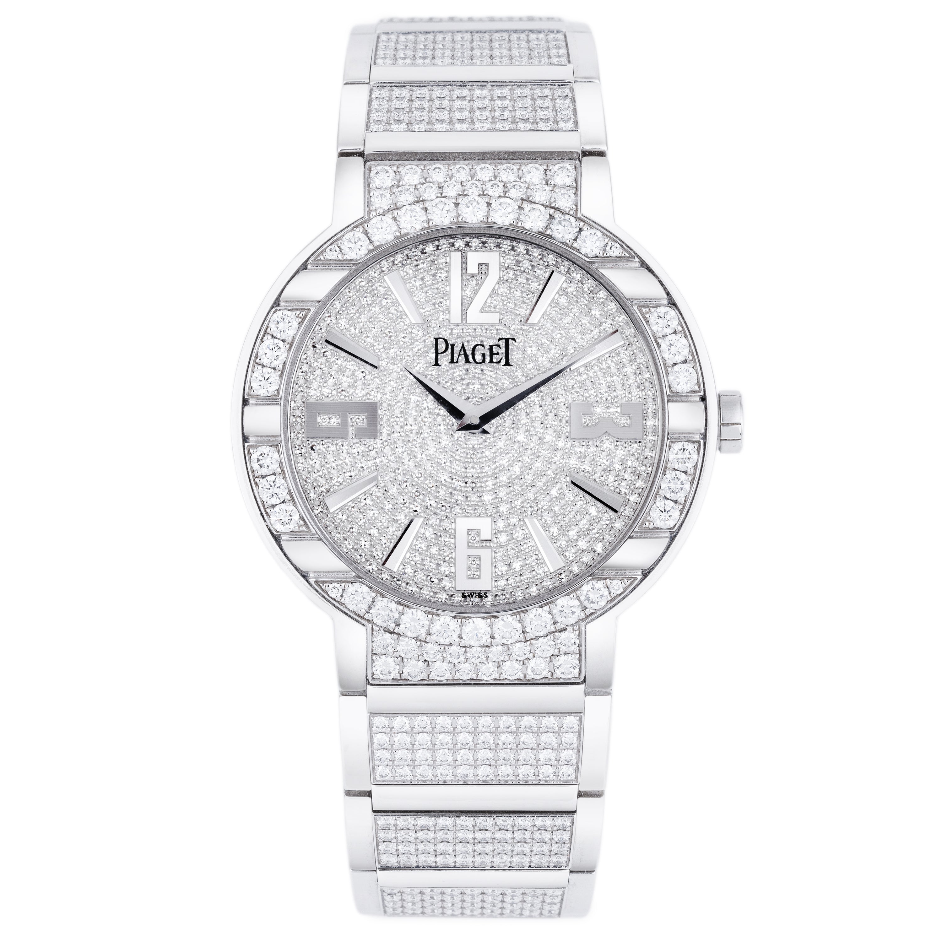 Piaget Polo Large GOA26026 18k White Gold Pave Dial & Bracelet