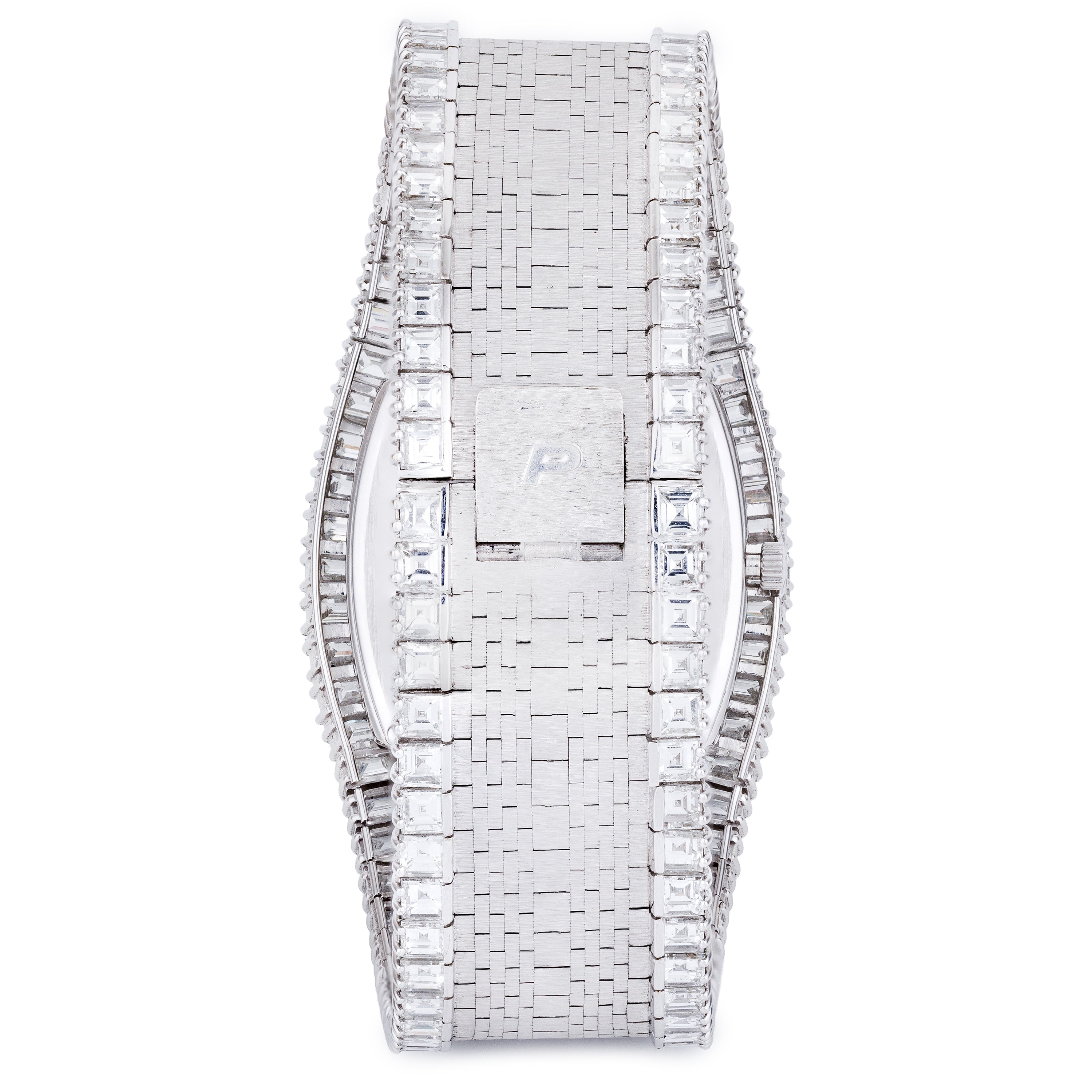 Unworn Vintage & Rare Piaget | Pavé Diamond Dial | 18k White Gold | Circa 1970's | 36mm | Emerald Cut Diamond Bracelet