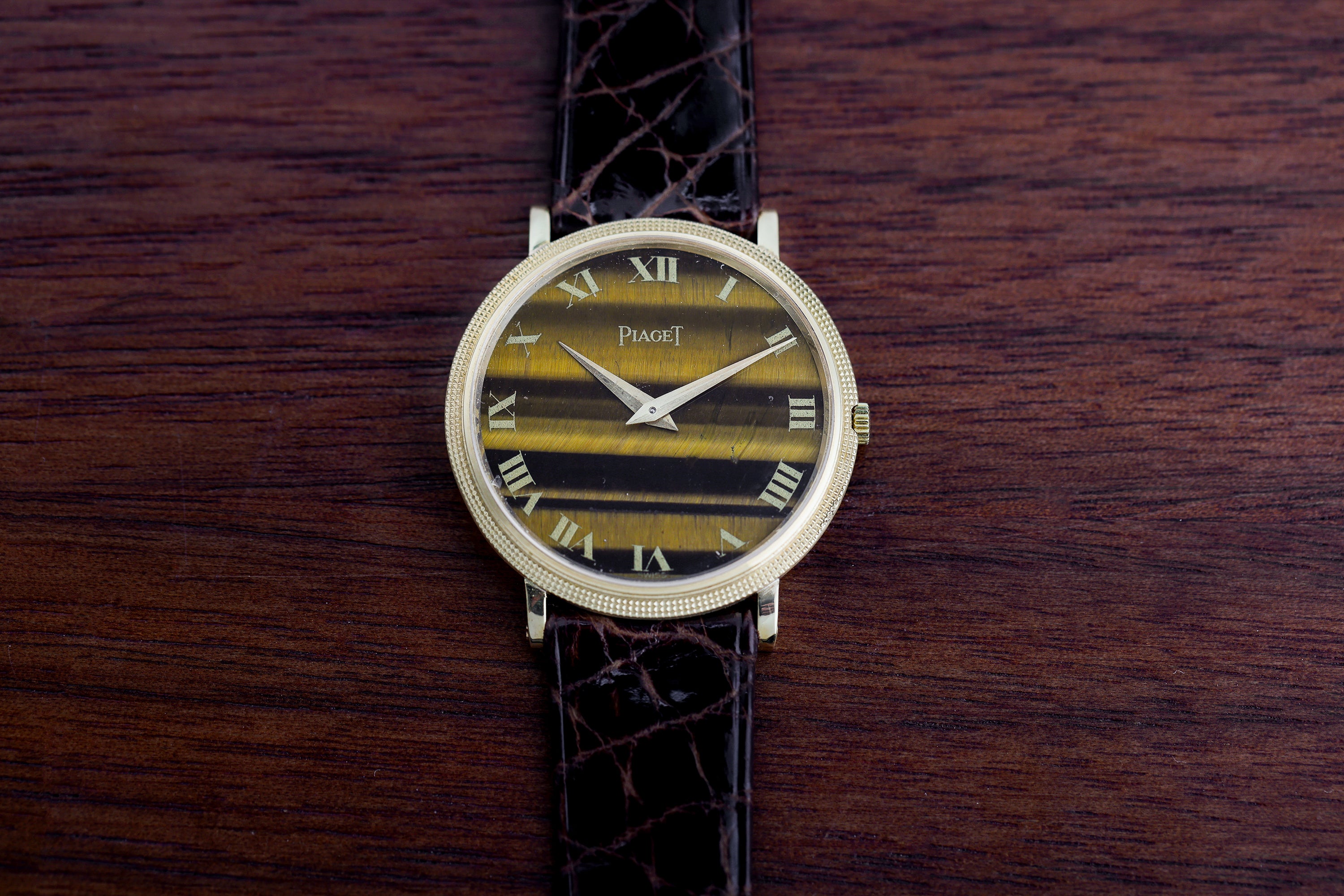Piaget 1980's Wristwatch | REF. 9011 | Tiger's Eye | 18k Yellow Gold | 28mm