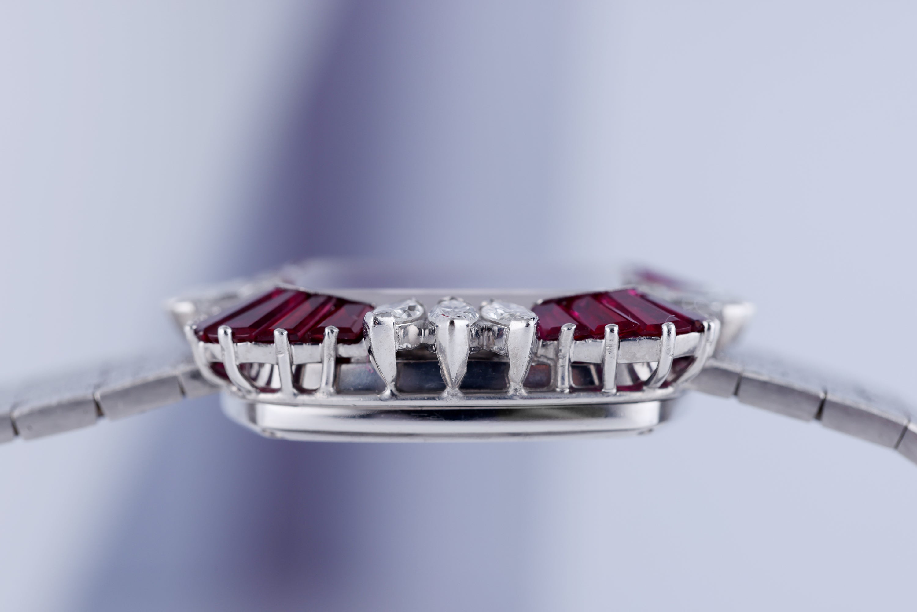 Possibly Unique, Extremely Rare Piaget Vintage Ladies Wristwatch | REF. 9249 A 6 | Rubelite Dial | Rubies & Marquise Diamonds | 18k White Gold | 25mm | Manual Wind | 1980s