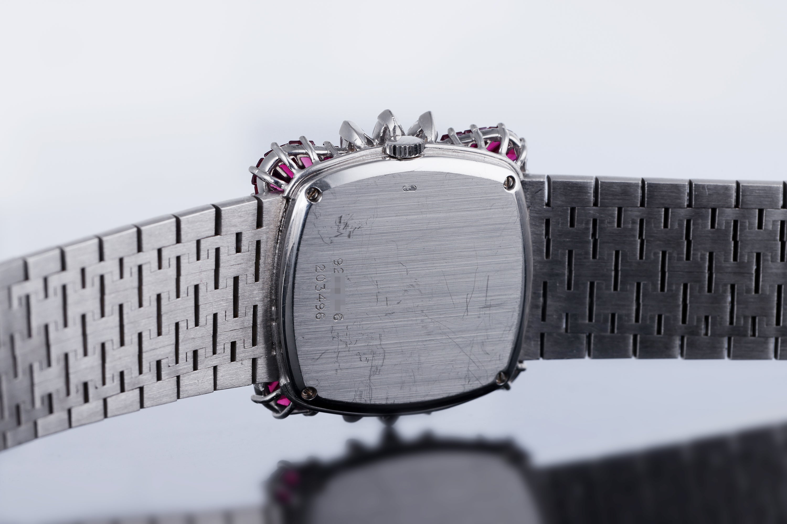 Possibly Unique, Extremely Rare Piaget Vintage Ladies Wristwatch | REF. 9249 A 6 | Rubelite Dial | Rubies & Marquise Diamonds | 18k White Gold | 25mm | Manual Wind | 1980s