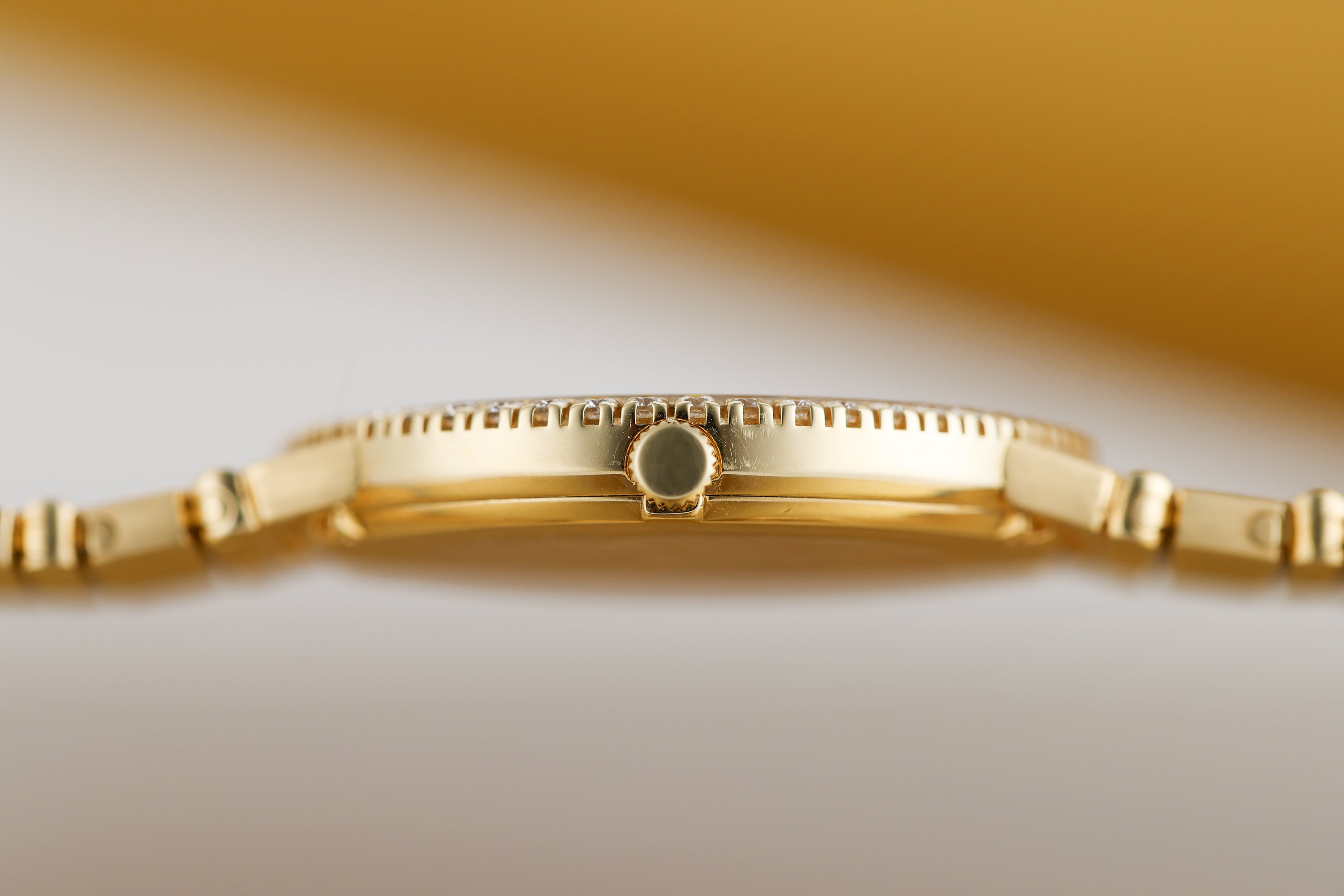 Piaget Polo | REF. 8066 C 705 | Pavé Diamond Gadroons & Diamond Bezel | 32mm | 18k Yellow Gold | 1980s