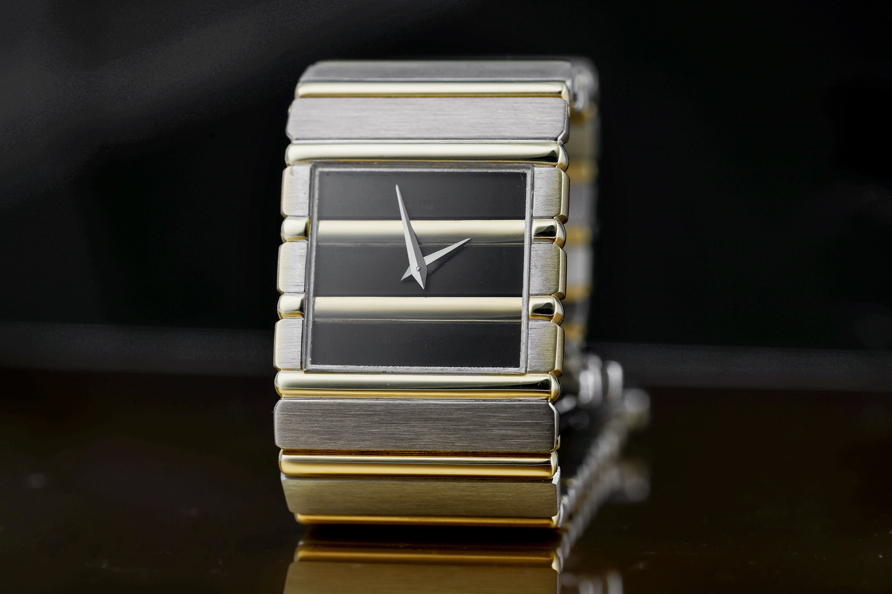 Piaget Polo Square | REF. 7131 C 701 | Black & Gold Dial | 25mm | 18k White & Yellow Gold | 1980s