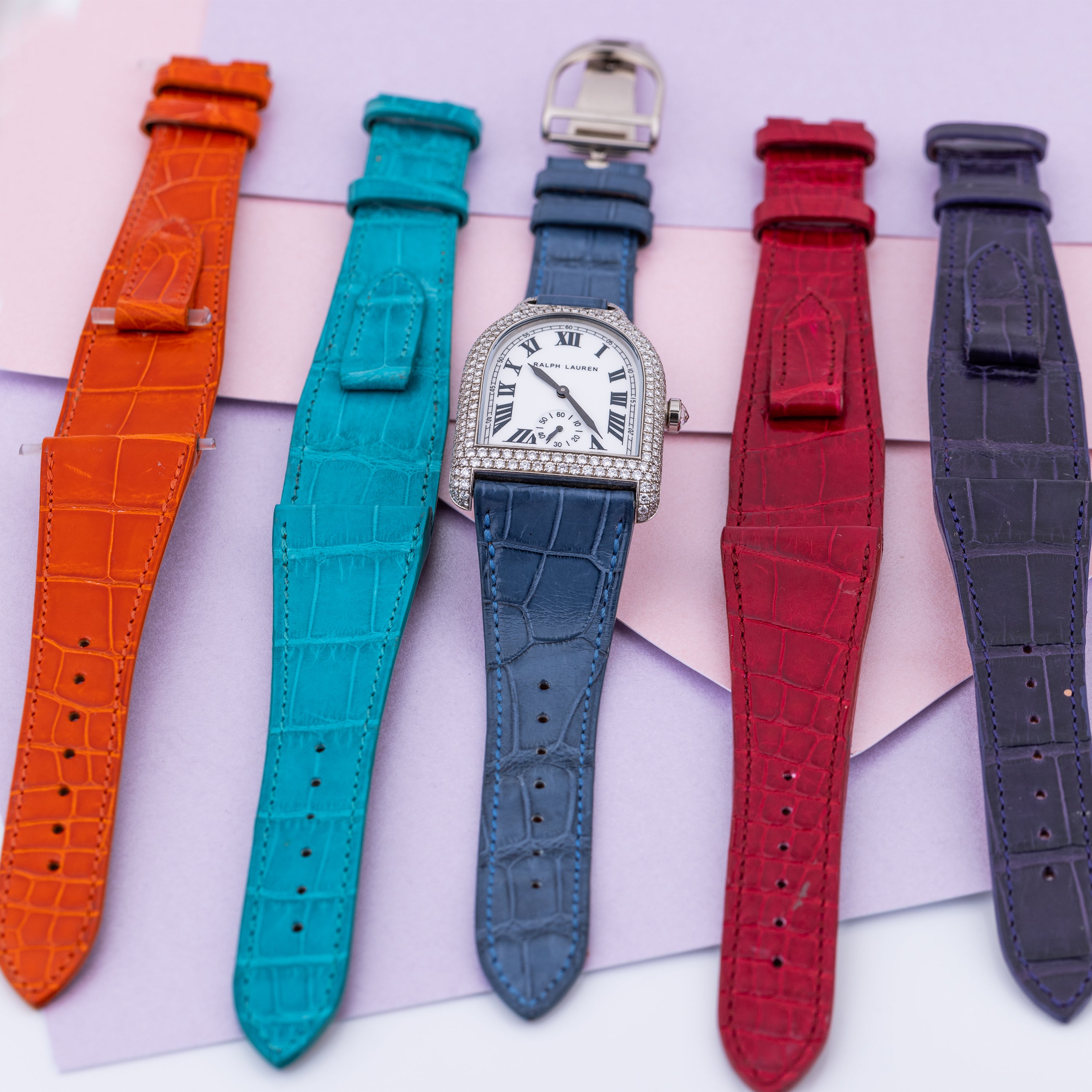 Ralph Lauren Stirrup | REF. RLR0022704 | 18k White Gold | 32mm | + 4 Additional Coloured Straps