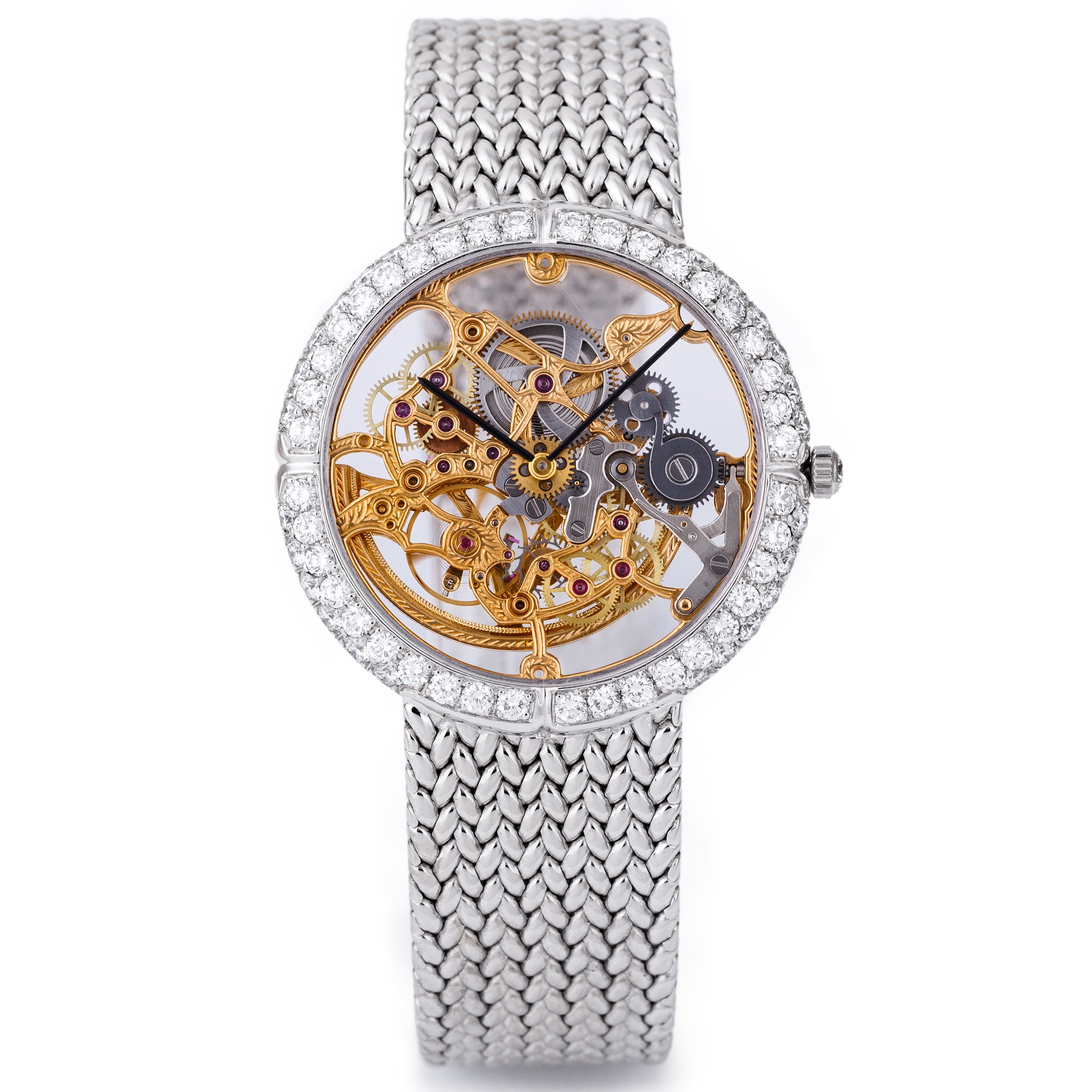 Rare Gerald Genta Skeleton Dial Wristwatch - Retailed by Mouawad | Diamond Bezel | 18k White Gold | Circa 1980's