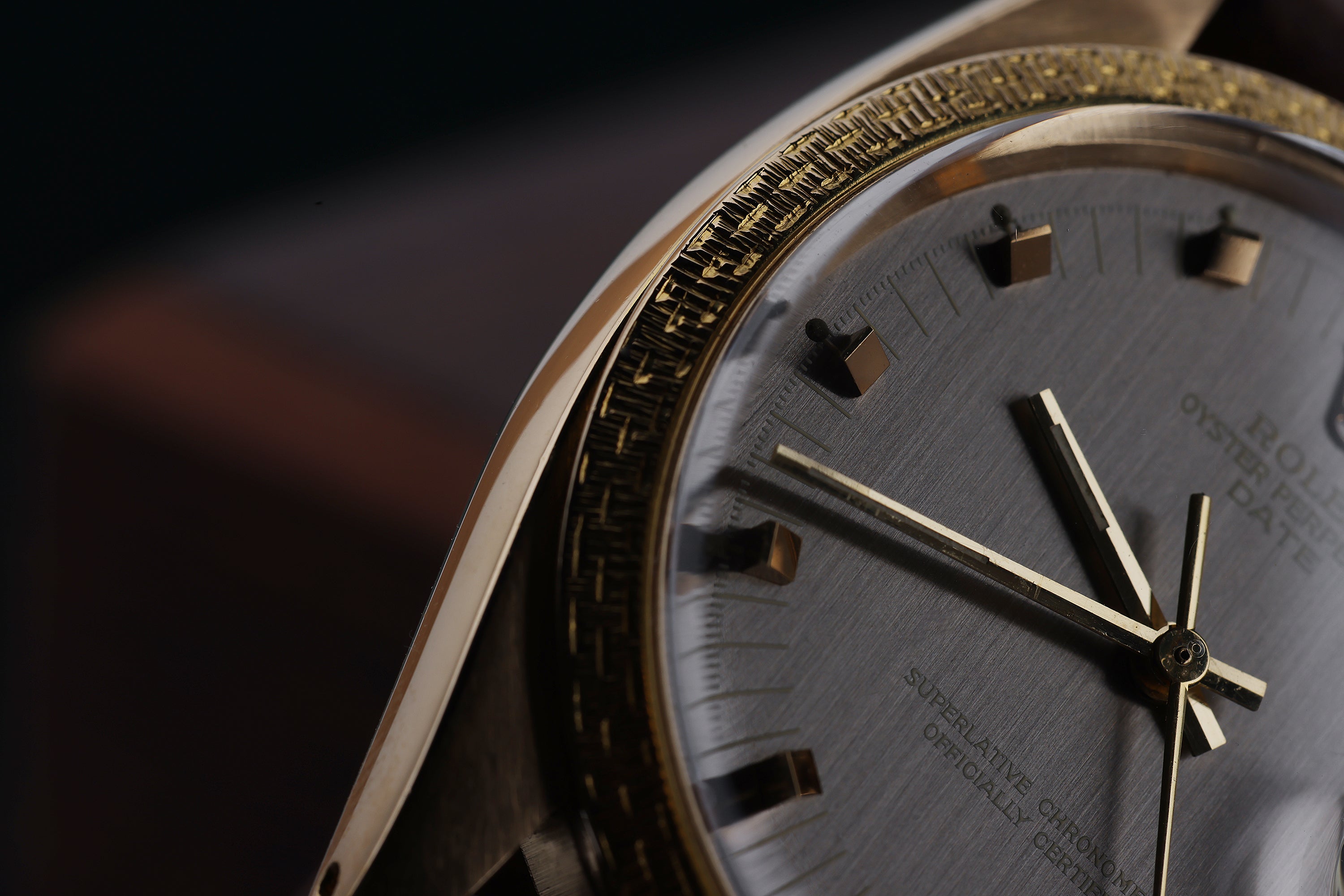 Rolex Date | REF. 1514 | Grey Dial | 34.5mm | 18k Yellow Gold | Unique Bezel | 1980